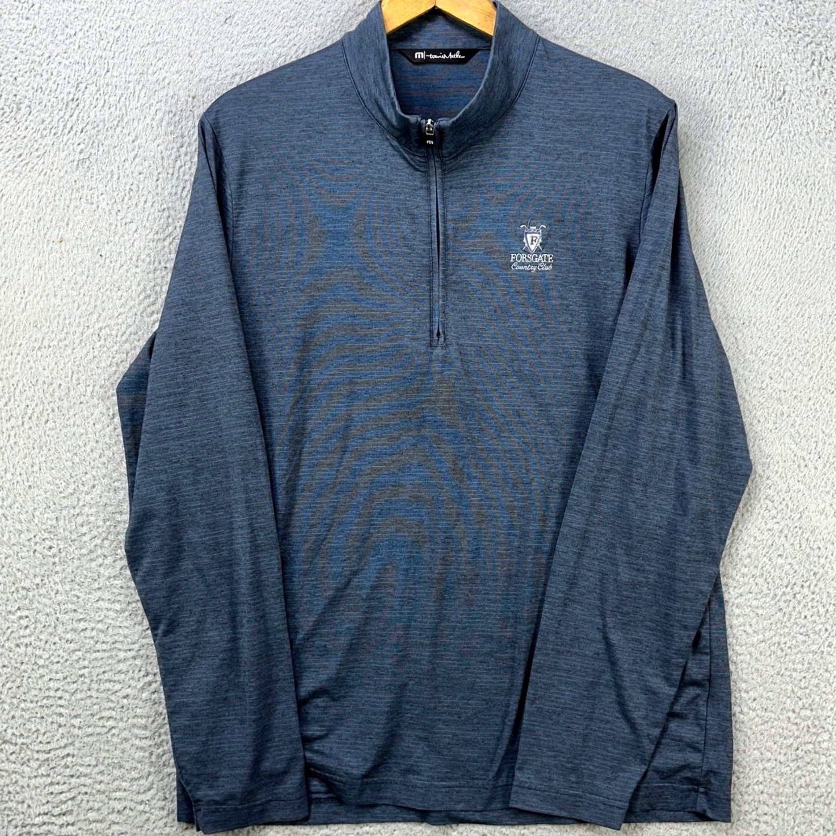 TravisMathew Travis Mathew Pullover Shirt Men Large Blue Quarter Zip Long Sleeve Logo Breathable Mock Neck Athletic Slim Fit Size US L / EU 52-54 / 3 - 2 Thumbnail