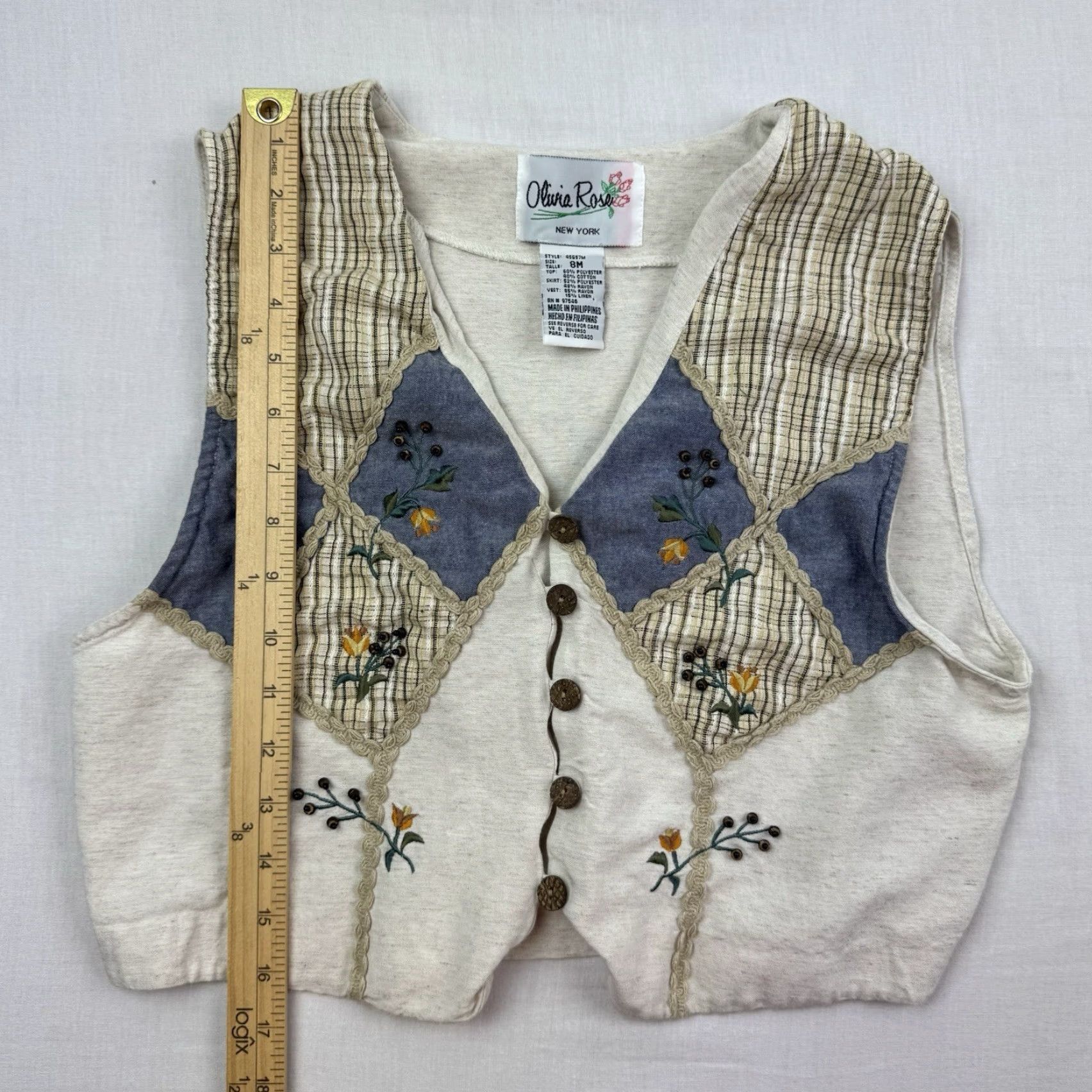 Vintage VINTAGE Geometric Olivia Rose Vest Womens 8M Button-Up Sleeveless Floral Geometric 80s 90s Womens Size M / US 6-8 / IT 42-44 - 5 Thumbnail