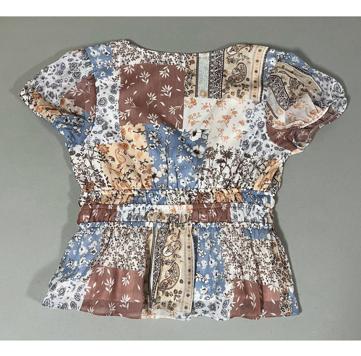 Free People Orange Paisley Floral Babydoll Shirt Top Blouse Size S 🌼✨ Size S / US 4 / IT 40 - 4 Thumbnail