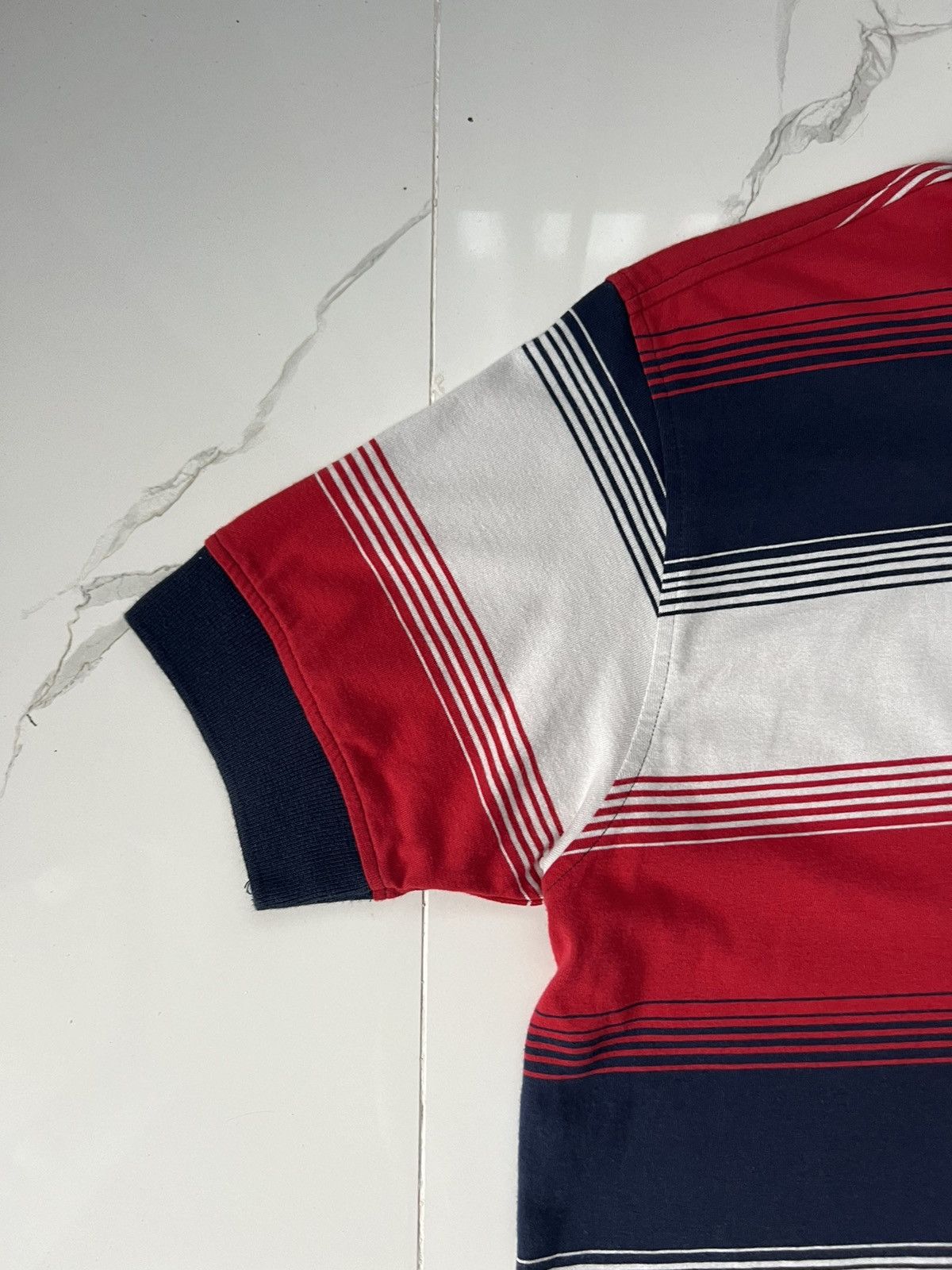 Nike × Vintage 90’s NIKE SWOOSH LOGO RARE RETRO STRIPED POLO Y2K Size US L / EU 52-54 / 3 - 4 Thumbnail