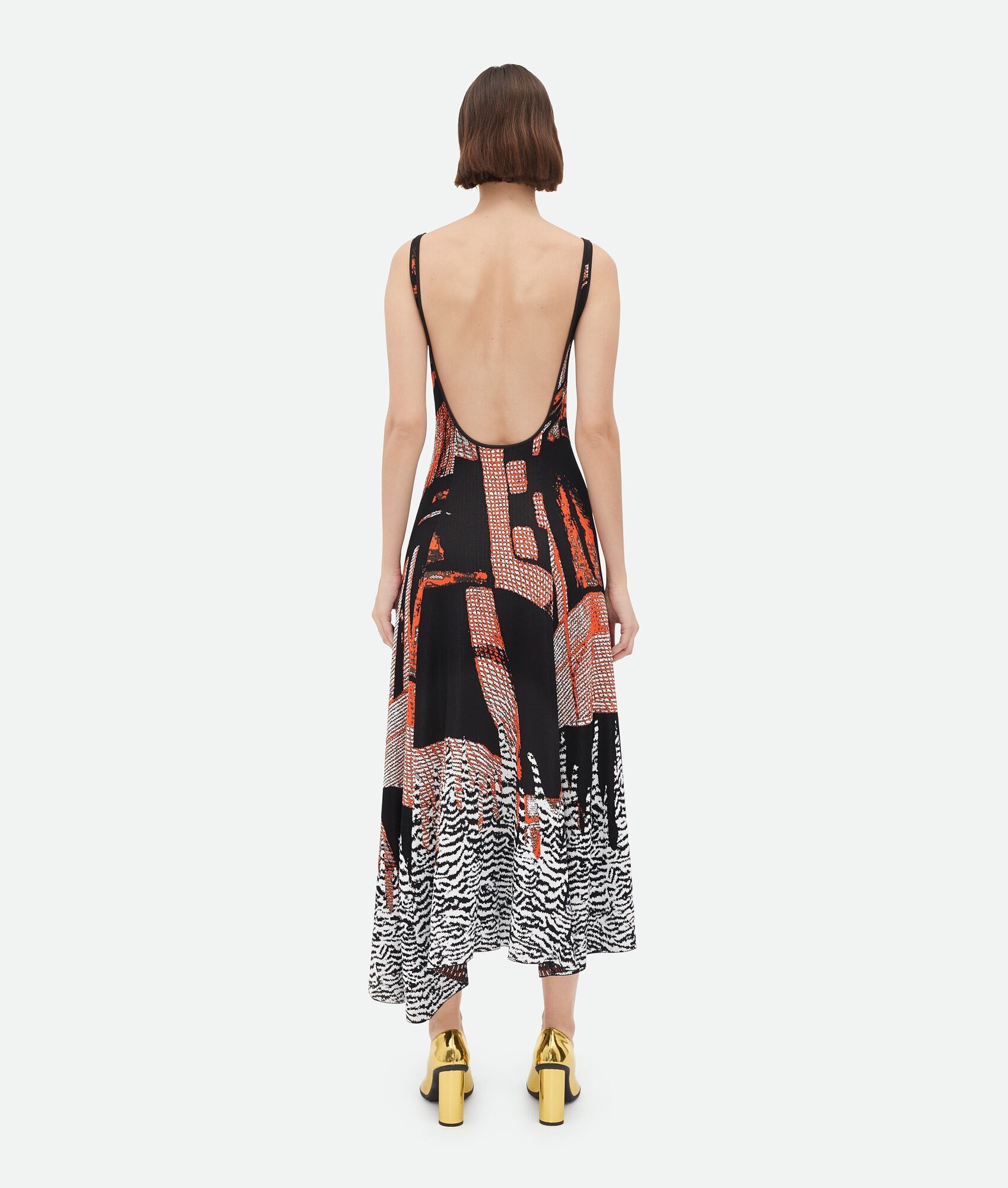 Bottega Veneta o1bcso1str0225 Viscose Jacquard Asymmetric Midi Dress Size L / US 10 / IT 46 - 3 Thumbnail