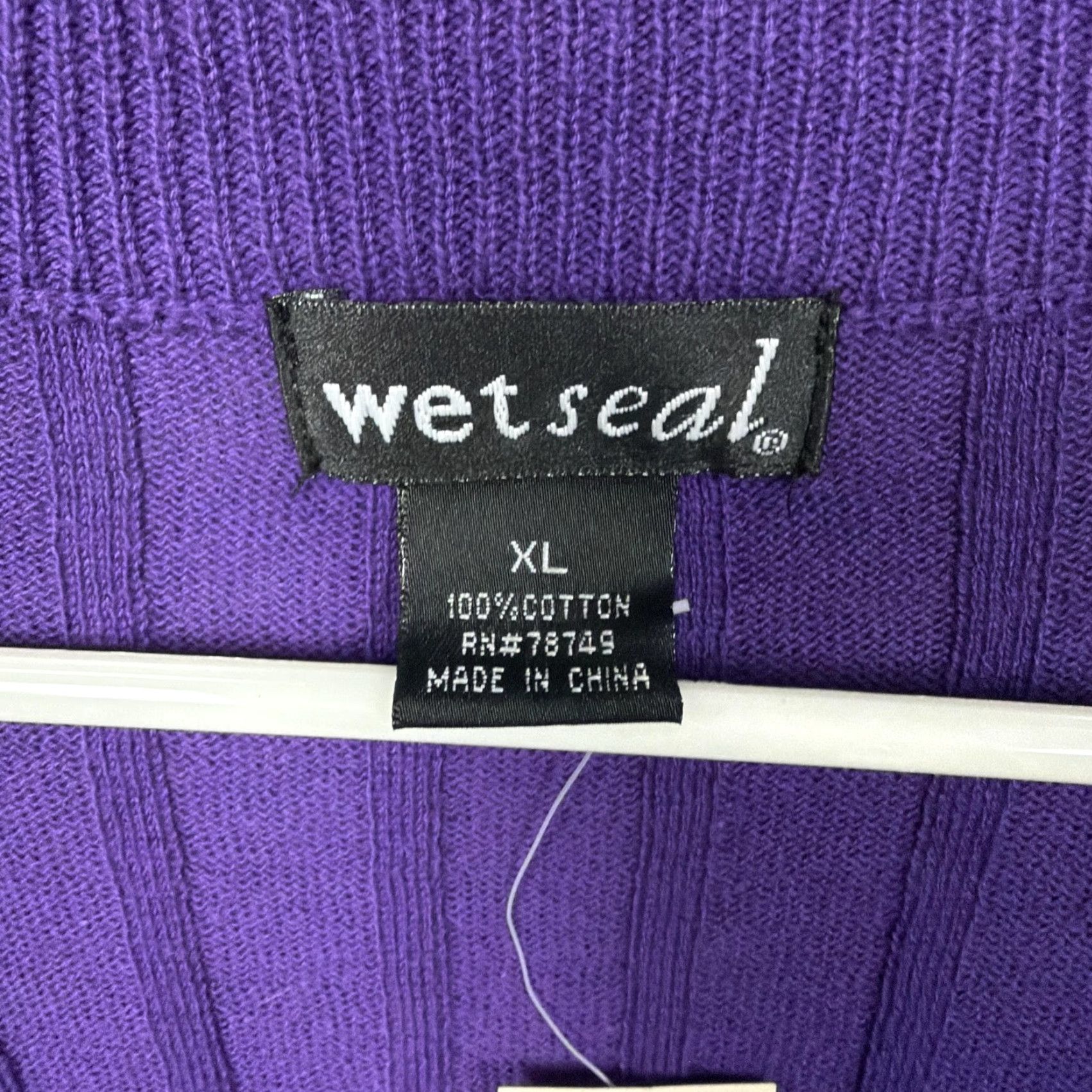 Vintage VINTAGE Wet Seal Cardigan XL Cropped 100% Cotton V-Neck Long Sleeve Purple Teens Junior Slim Knit Buttoned All Seasons Sweater Size XL / US 12-14 / IT 48-50 - 6 Thumbnail