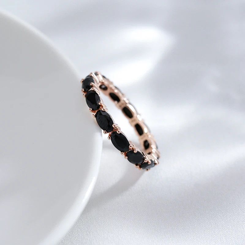 Jewelry Black Crystal Stone Ring Size ONE SIZE - 3 Thumbnail