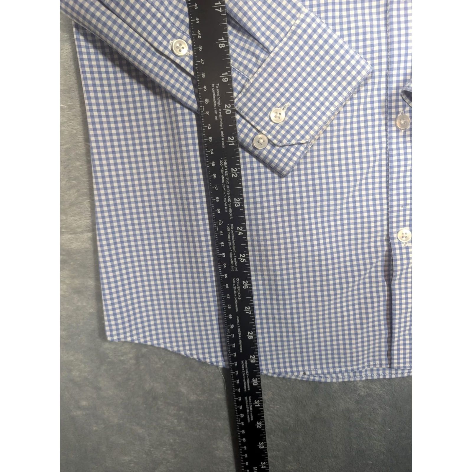 Mizzen+Main Mizzen+Main Dress Shirt Mens Large Blue Gingham Leeward Trim Fit Stretch USA Shirt Mens Large Blue Gingham Leeward Collection Size 42R - 2 Thumbnail
