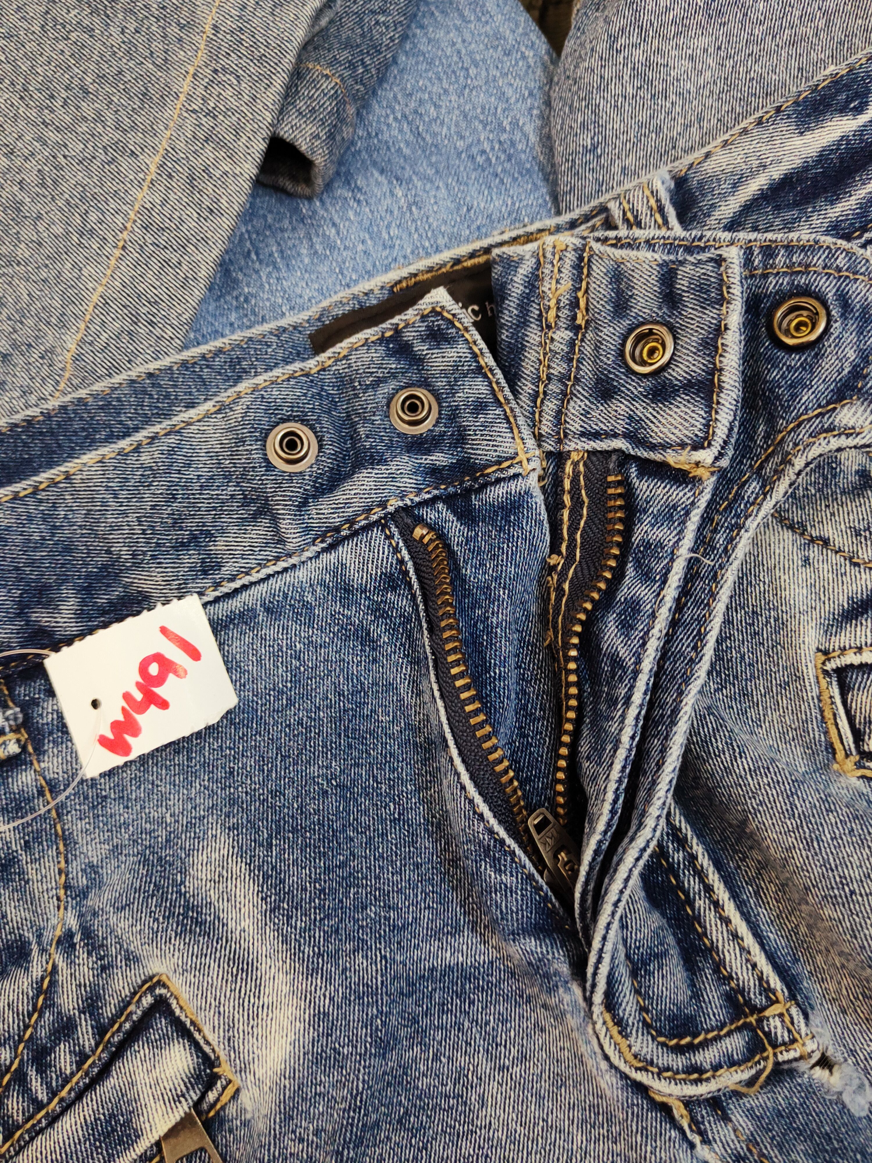 In The Attic In the attic Distressed Ripped bikers denim Jeans #W491 Size 33" - 16 Thumbnail