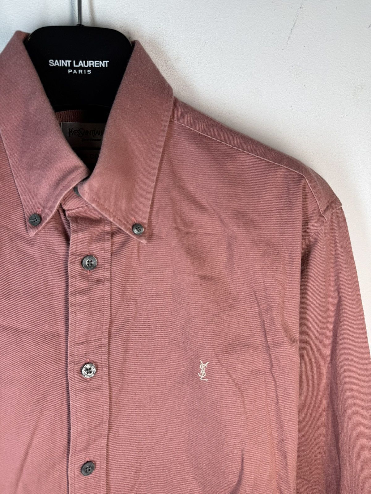 Yves Saint Laurent Pinky Heavy YSL Shirt Cotton Size US M / EU 48-50 / 2 - 2 Thumbnail