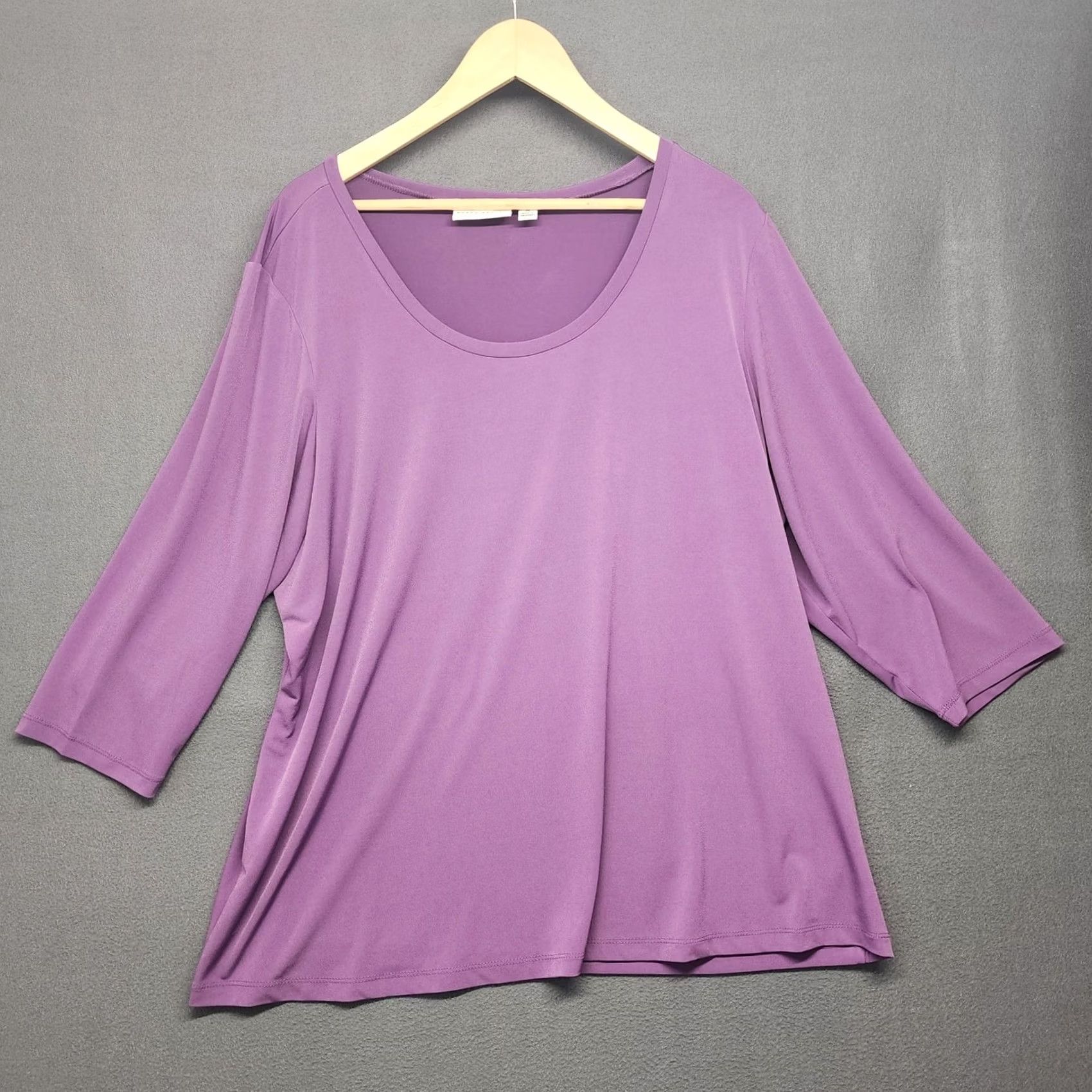 Vintage Susan Graver Top Womens 2X Purple Blouse Slinky Stretch Office Plus Size Pullover Womens 2X Purple Blouse Office Slinky Stretch Susan Graver Size XXL / US 16-18 / IT 52-54 - 2 Thumbnail