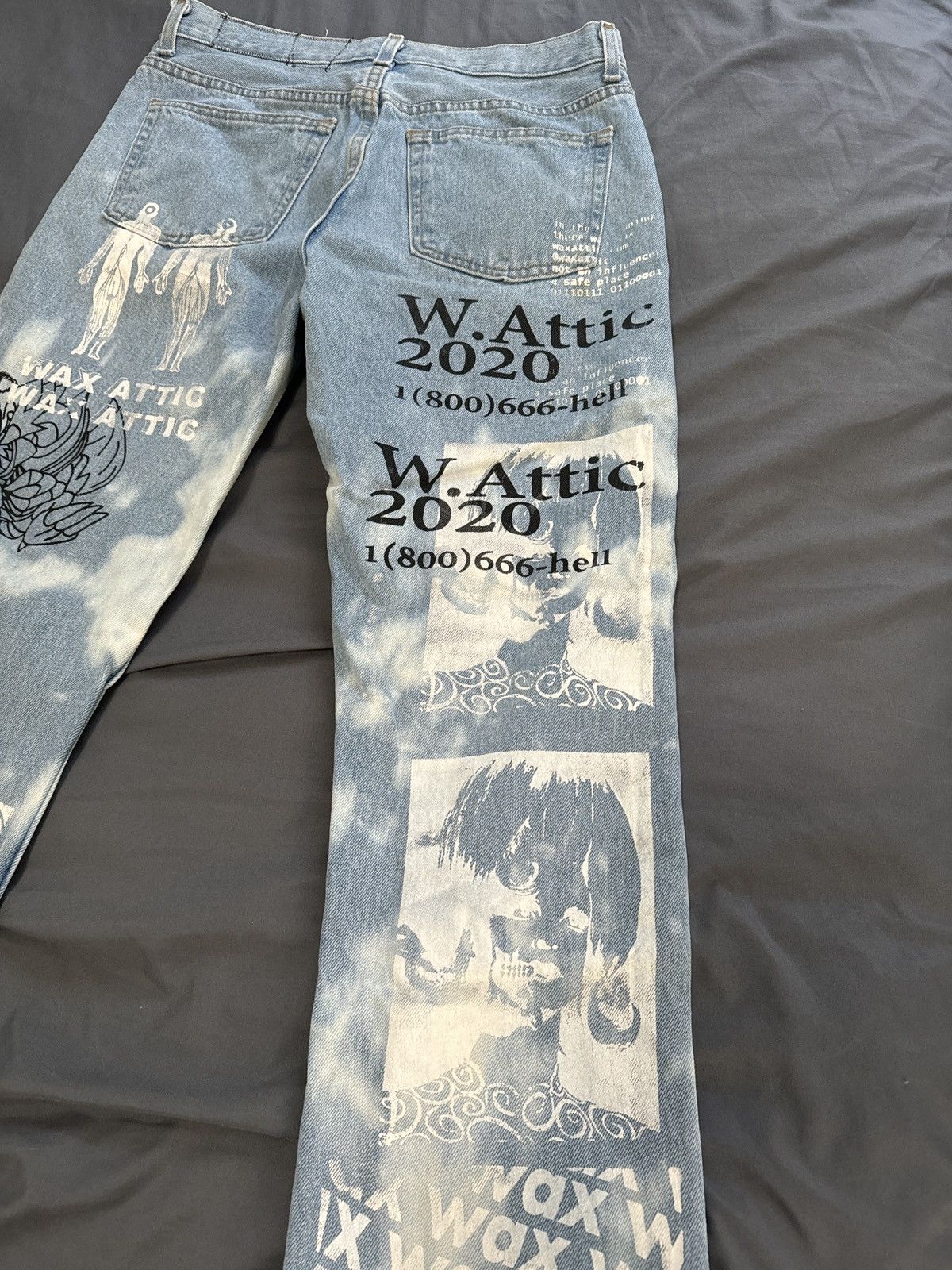 Vintage Wax Attic 1/1 Washed Denim Yu-Gi-Oh Jeans Size US 32 / EU 48 - 11 Thumbnail