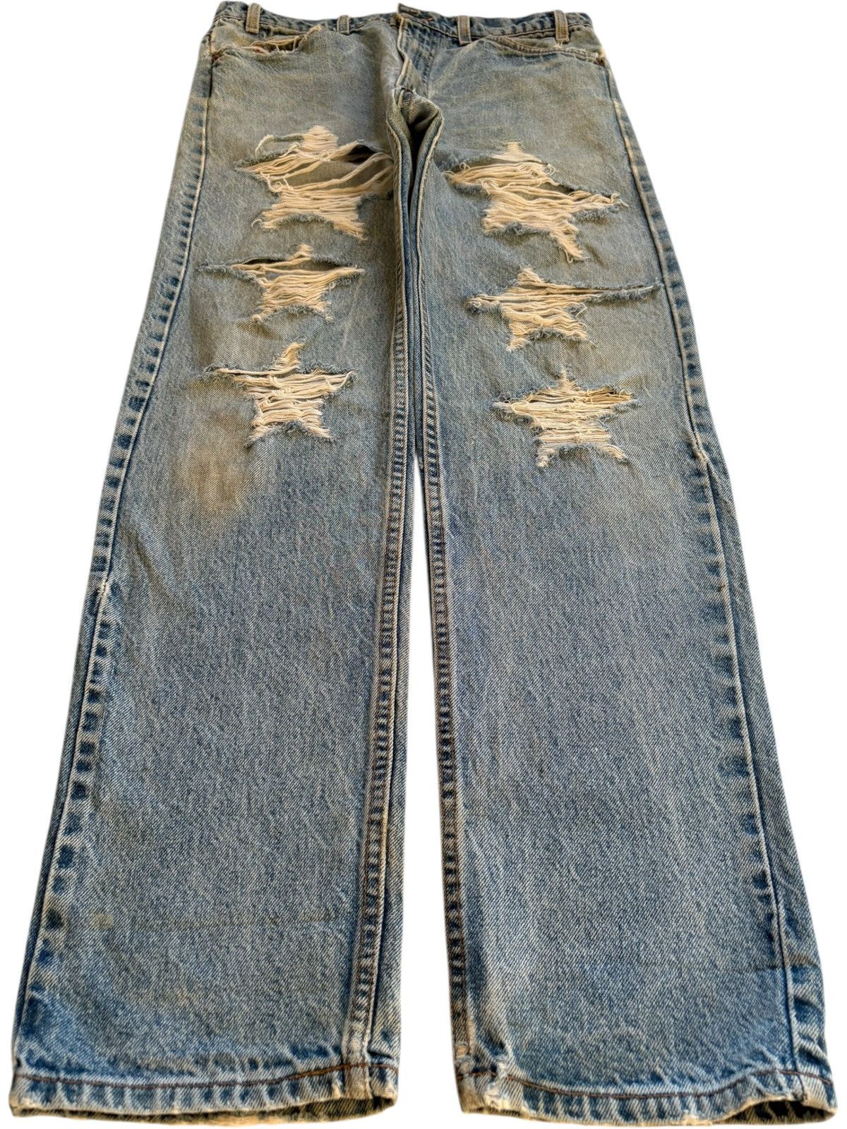 Levi's Vintage 90s Levis 505 Mud Wash Ripped Star Shape Jeans Size US 33 - 1 Thumbnail