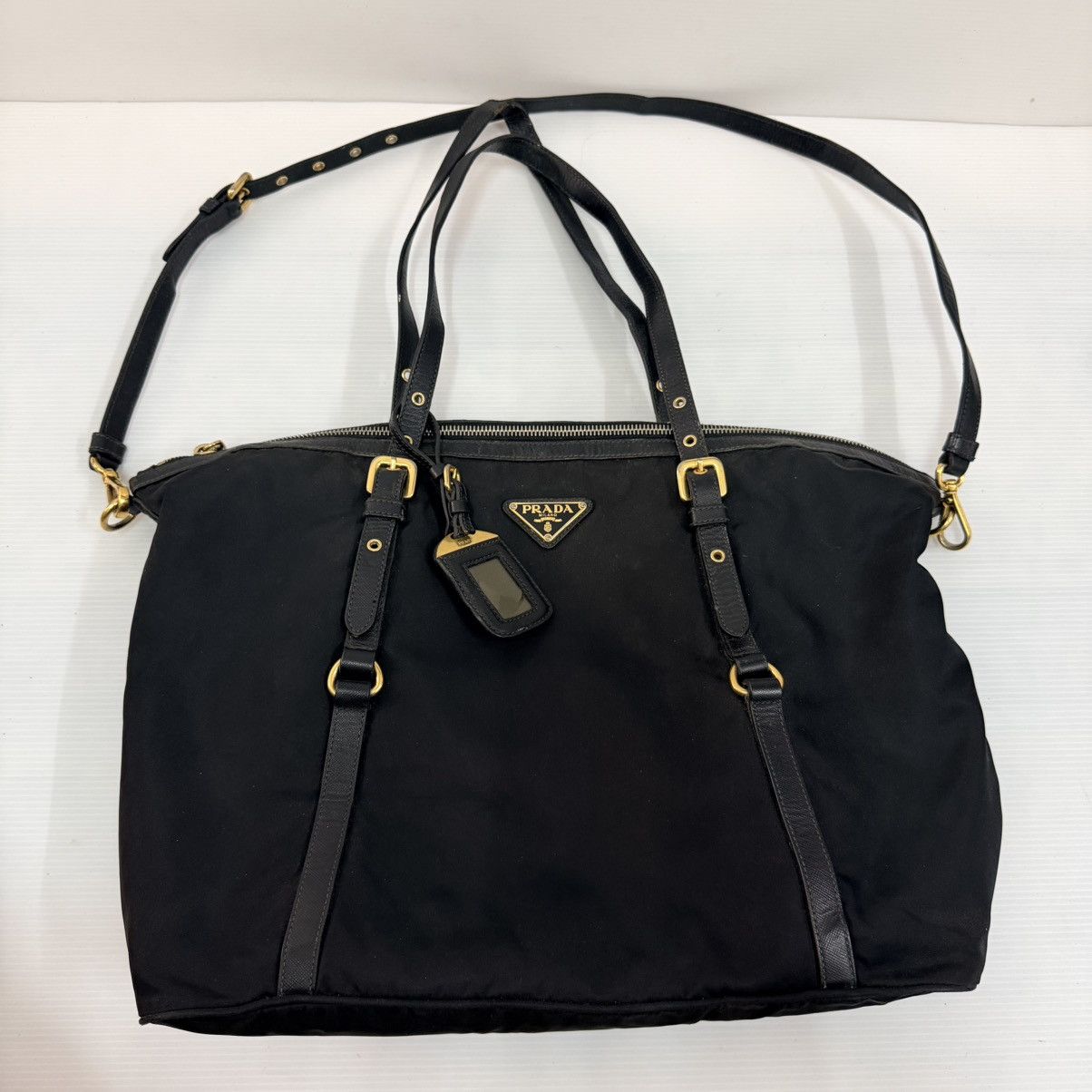 Prada Prada Nylon Black Large Tote Shoulder Bag Size ONE SIZE - 14 Thumbnail
