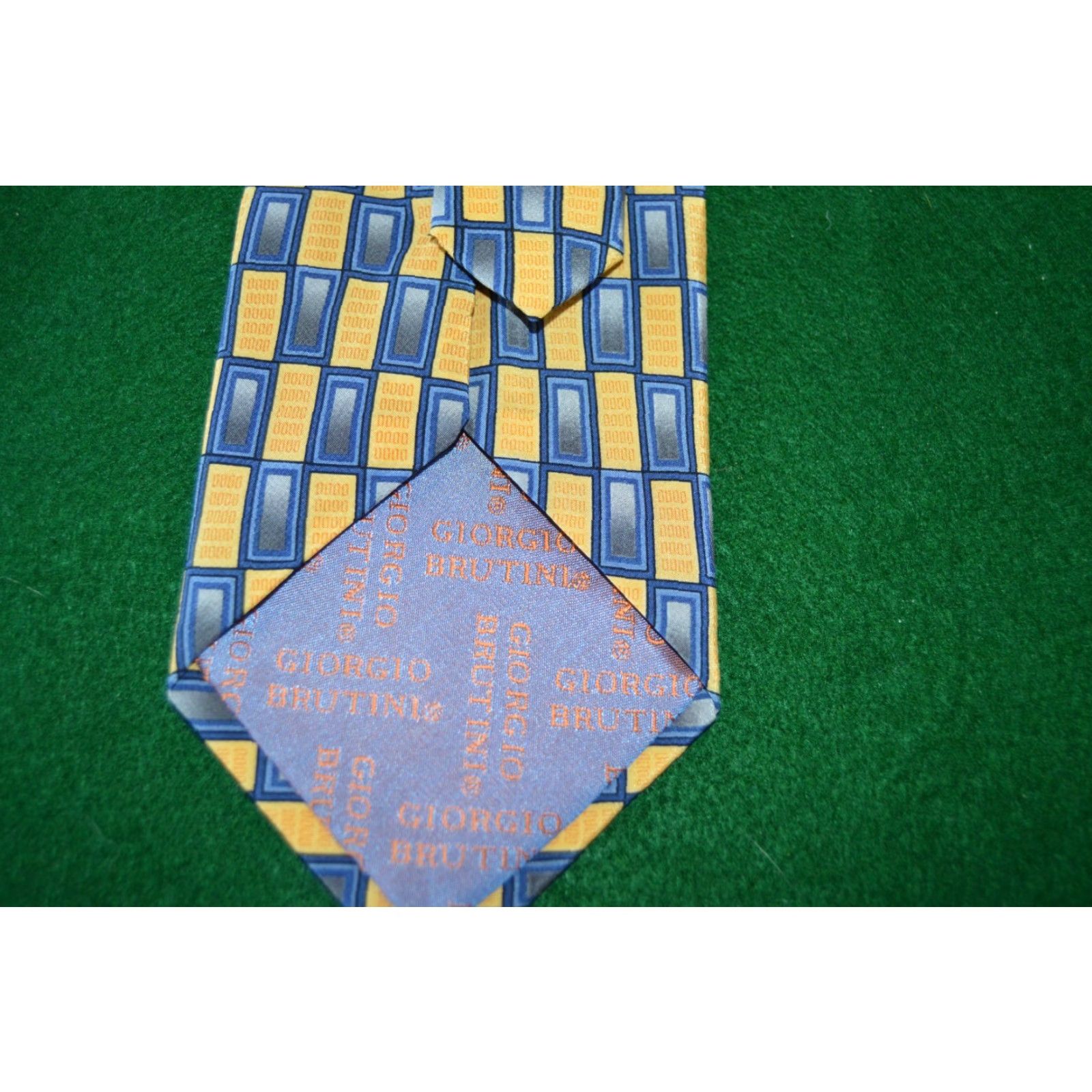 Vintage GIORGIO BRUTINI Men's Dress Tie BLUE AND GOLD Tie Size ONE SIZE - 3 Thumbnail