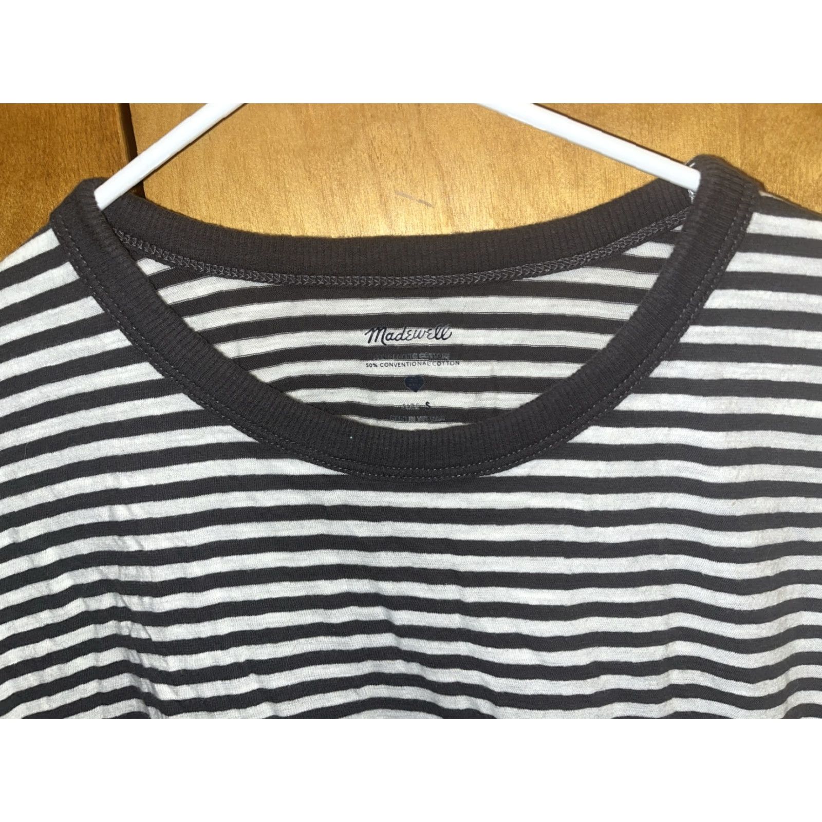 Madewell Madewell Striped T-Shirt Women’s Small Black Light Gray Cotton Jersey Casual Size S / US 4 / IT 40 - 2 Thumbnail