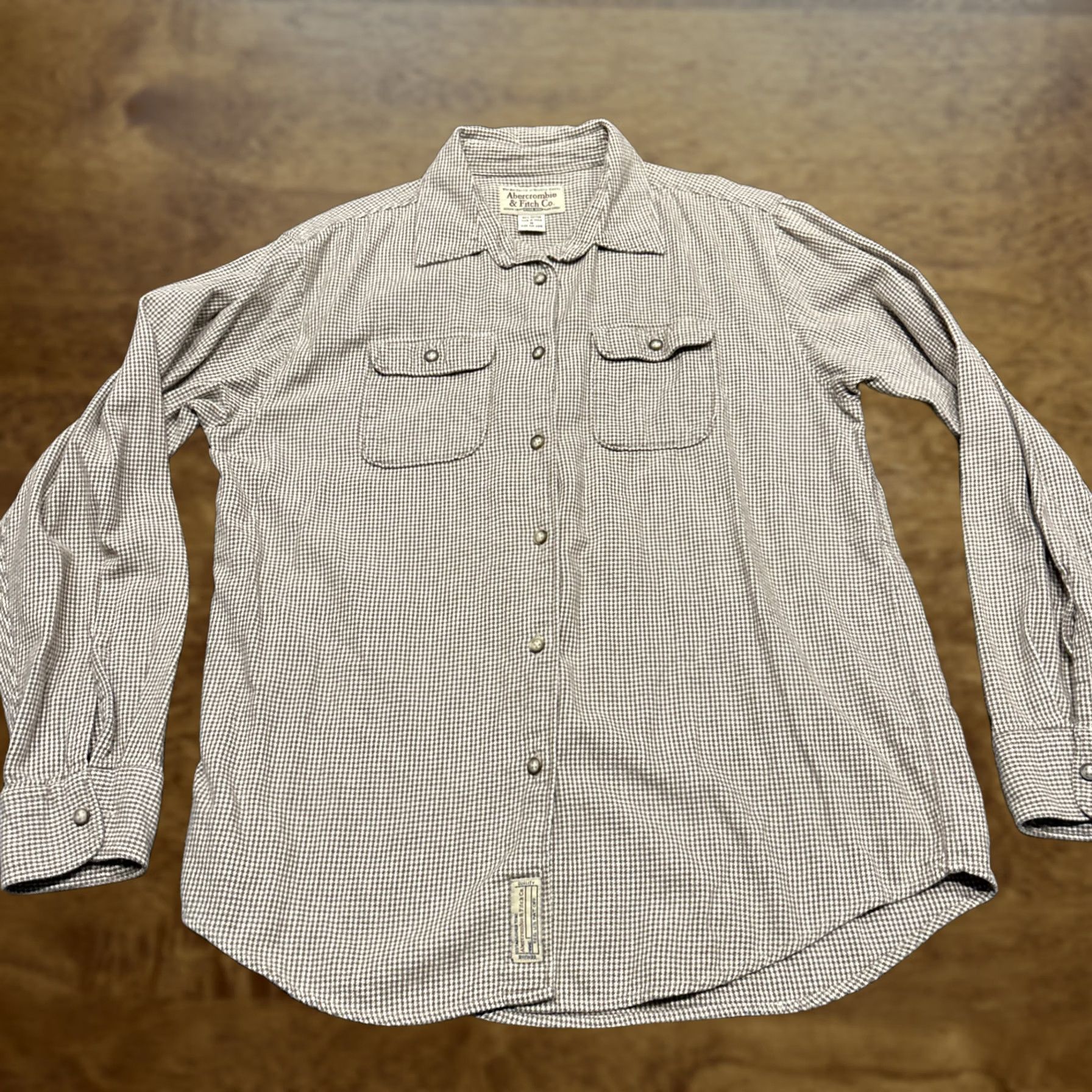 Abercrombie & Fitch VINTAGE Abercrombie & Fitch Shirt Women M Beige Flannel 90s Plaid Button Up A25 Size M / US 6-8 / IT 42-44 - 1 Thumbnail
