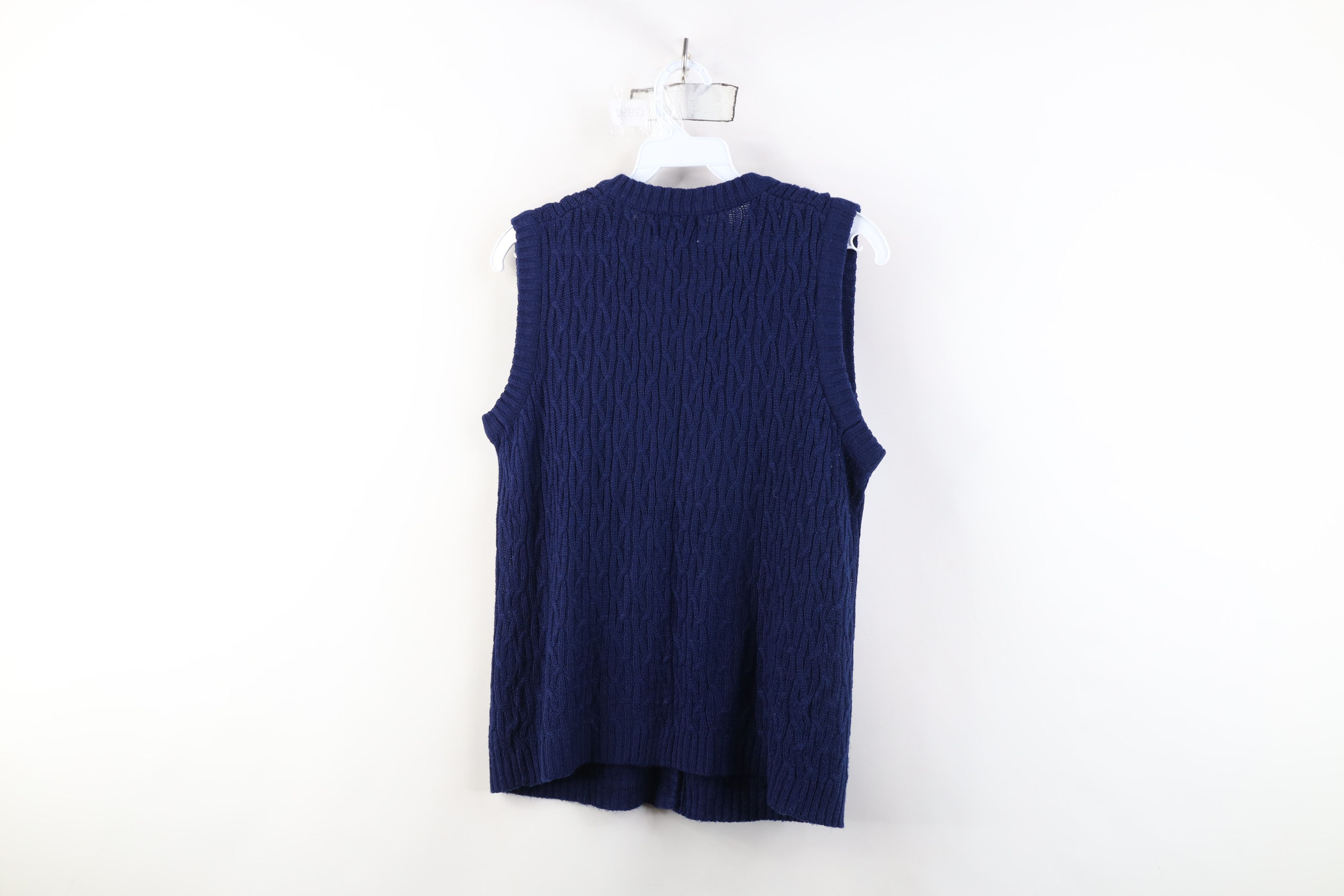Vintage Vintage 90s Streetwear Cable Knit Cardigan Sweater Vest Blue Size S / US 4 / IT 40 - 9 Thumbnail
