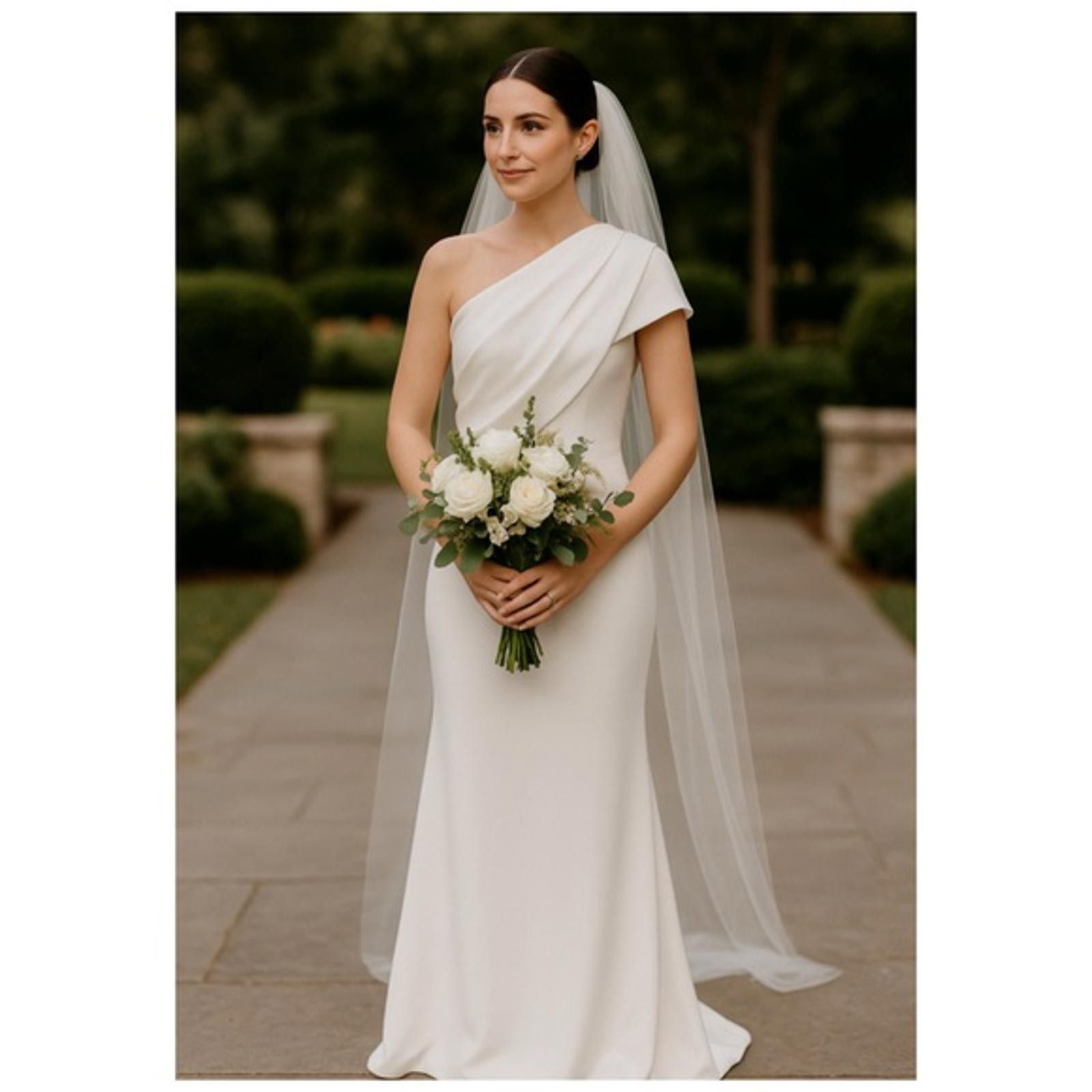 Other NWT Badgley Mischka Asymmetrical Gown Light Ivory Size 12 Size XL / US 12-14 / IT 48-50 - 2 Thumbnail