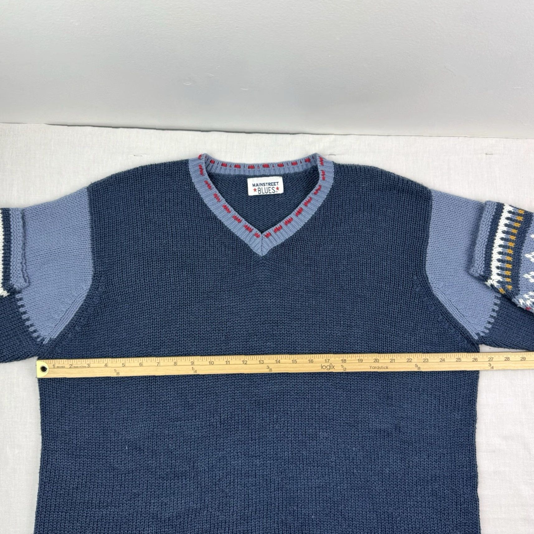 Vintage VINTAGE Main Street Blues Sweater Womens XL Blue V Neck Knitted Y2K Grandma Size XL / US 12-14 / IT 48-50 - 6 Thumbnail