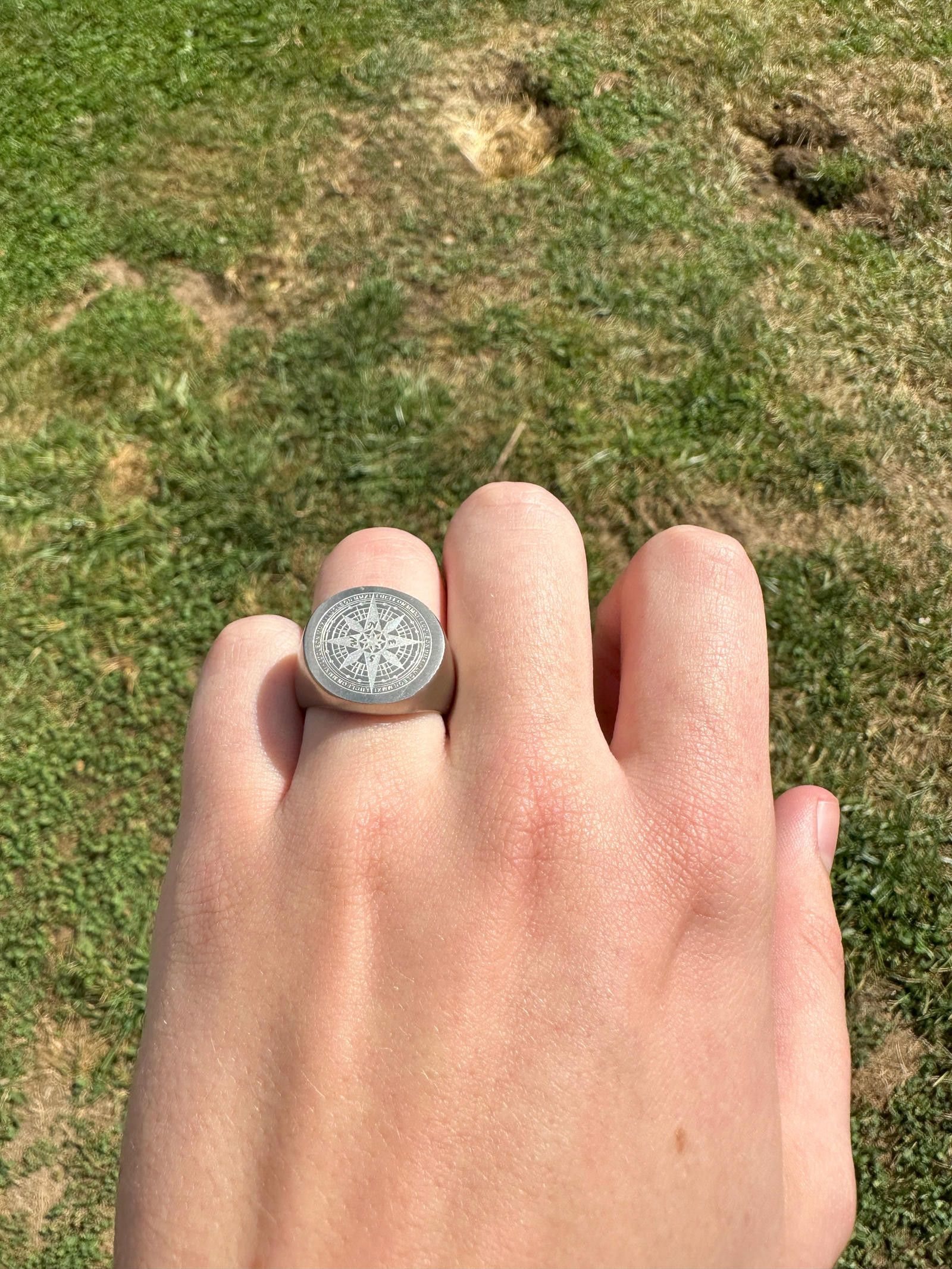 Jewelry Silver Compass Signet Ring Size ONE SIZE - 4 Thumbnail