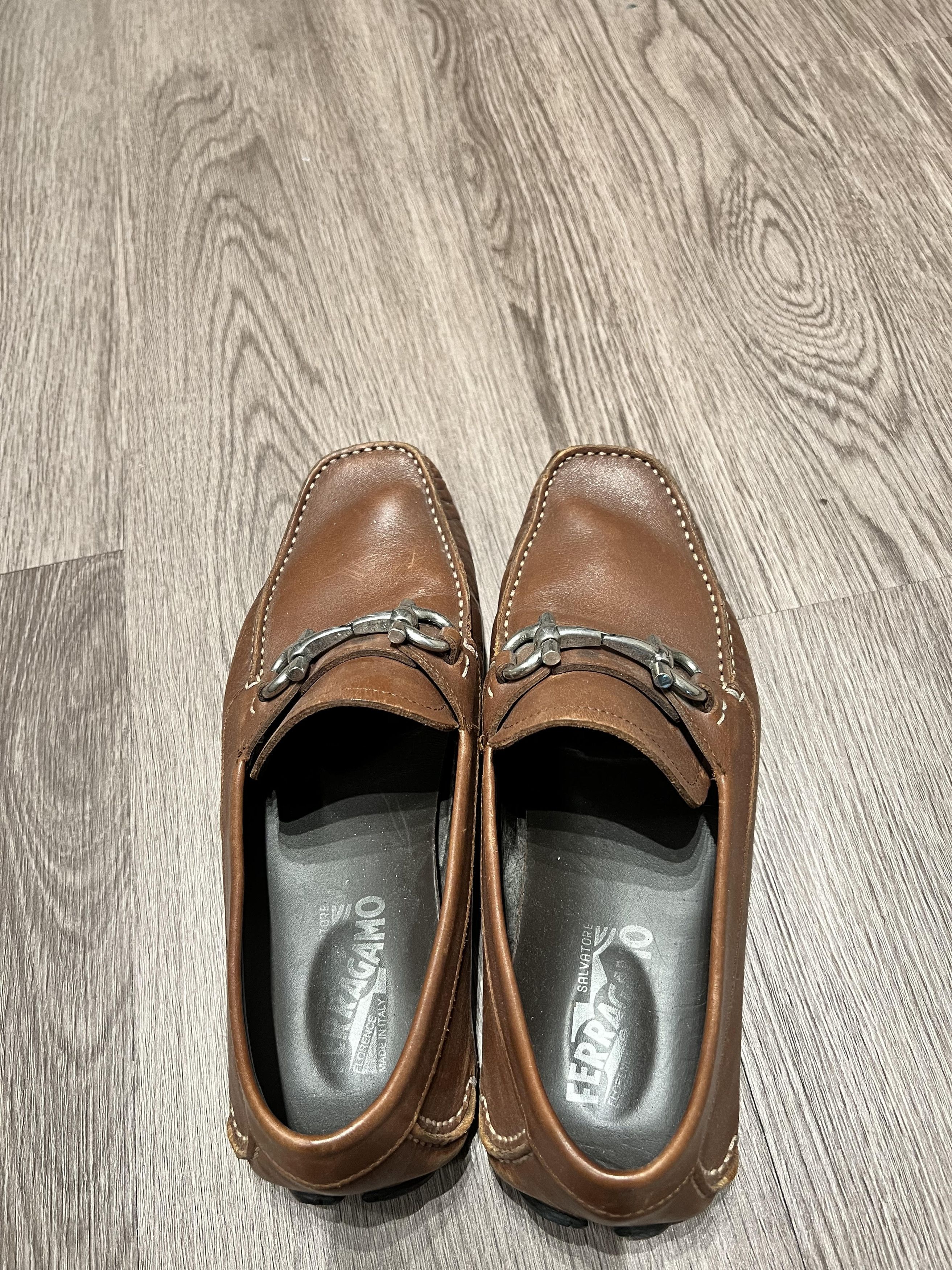 Salvatore Ferragamo Ferragamo Drivers w/ Gancini Ornament (Light Brown Leather) Size US 6.5 / EU 39-40 - 4 Thumbnail