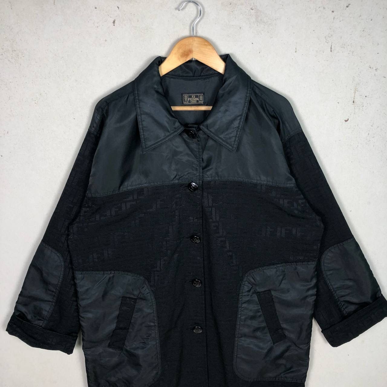 Vintage Fendi Roma Amor Zucca Monogram Jacket Black