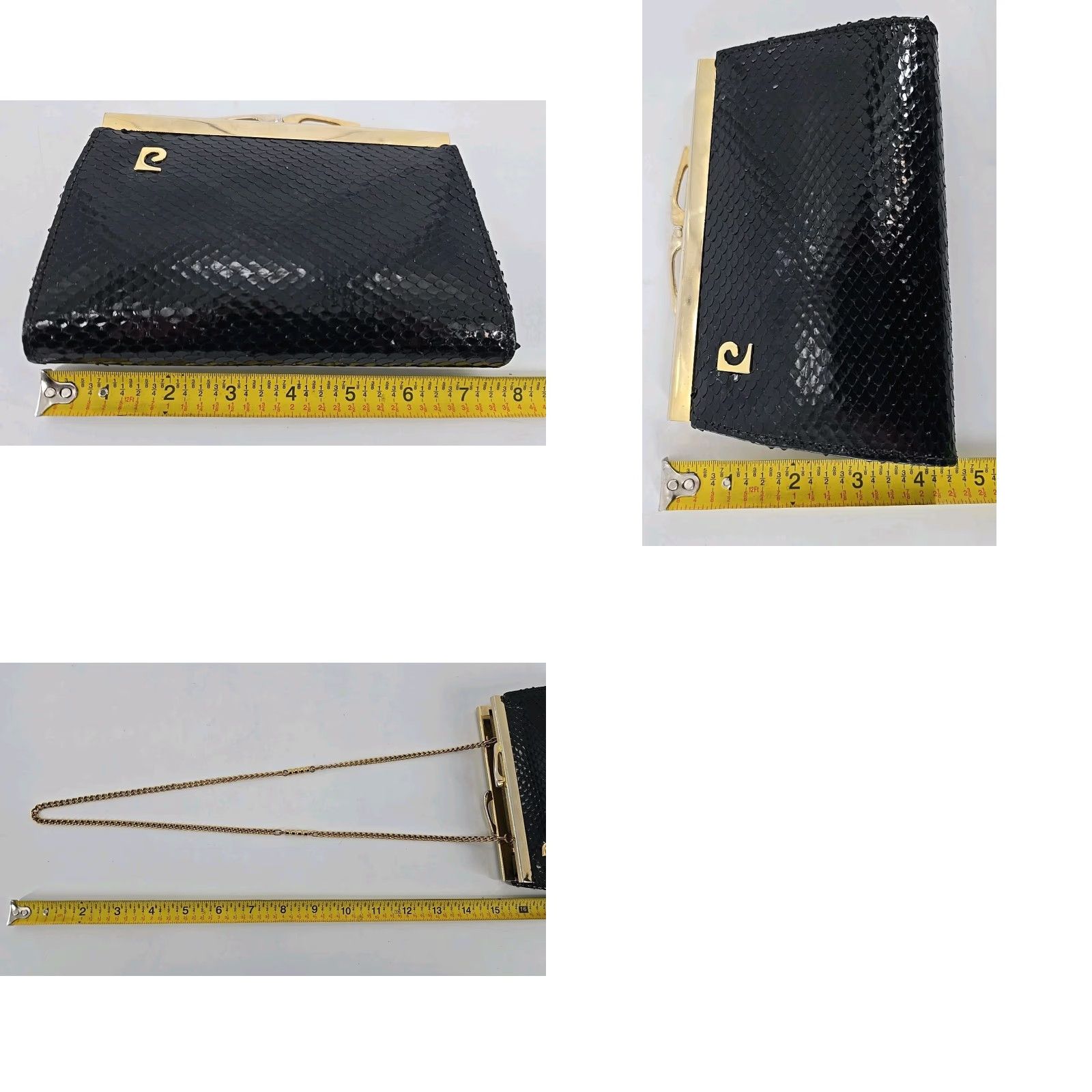 Pierre Cardin Vtg Pierre Cardin Coin Purse Clasp Money Pouch Wallet Snakeskin Black - 1970s - Pierre Cardin - Women - Leather - Decade 1970s - Vintage Coin Purse Size ONE SIZE - 11 Thumbnail