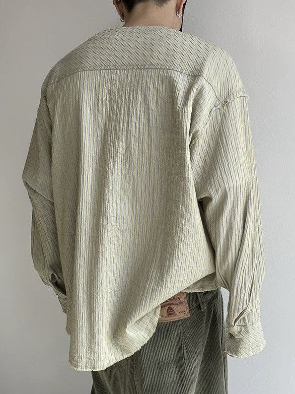 Japanese Brand × Vintage Retro fashion y2k distressed frayed crinkle pinstripe shirt Size US M / EU 48-50 / 2 - 6 Thumbnail