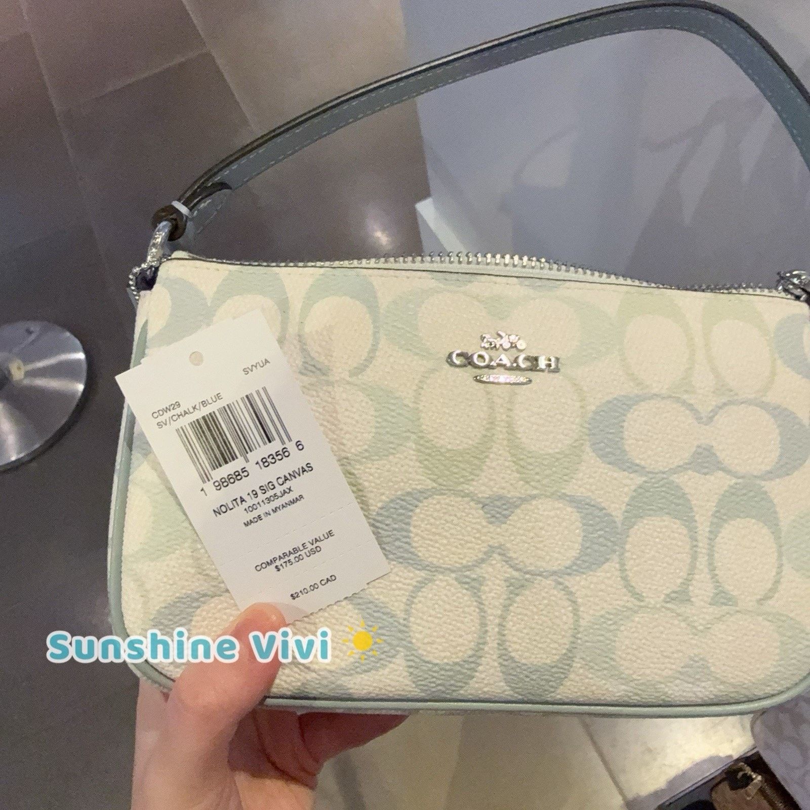 Coach NWT Coach Nolita 19 Pretty Canvas CDW29 Silver/Chalk/Blue Size ONE SIZE - 6 Thumbnail