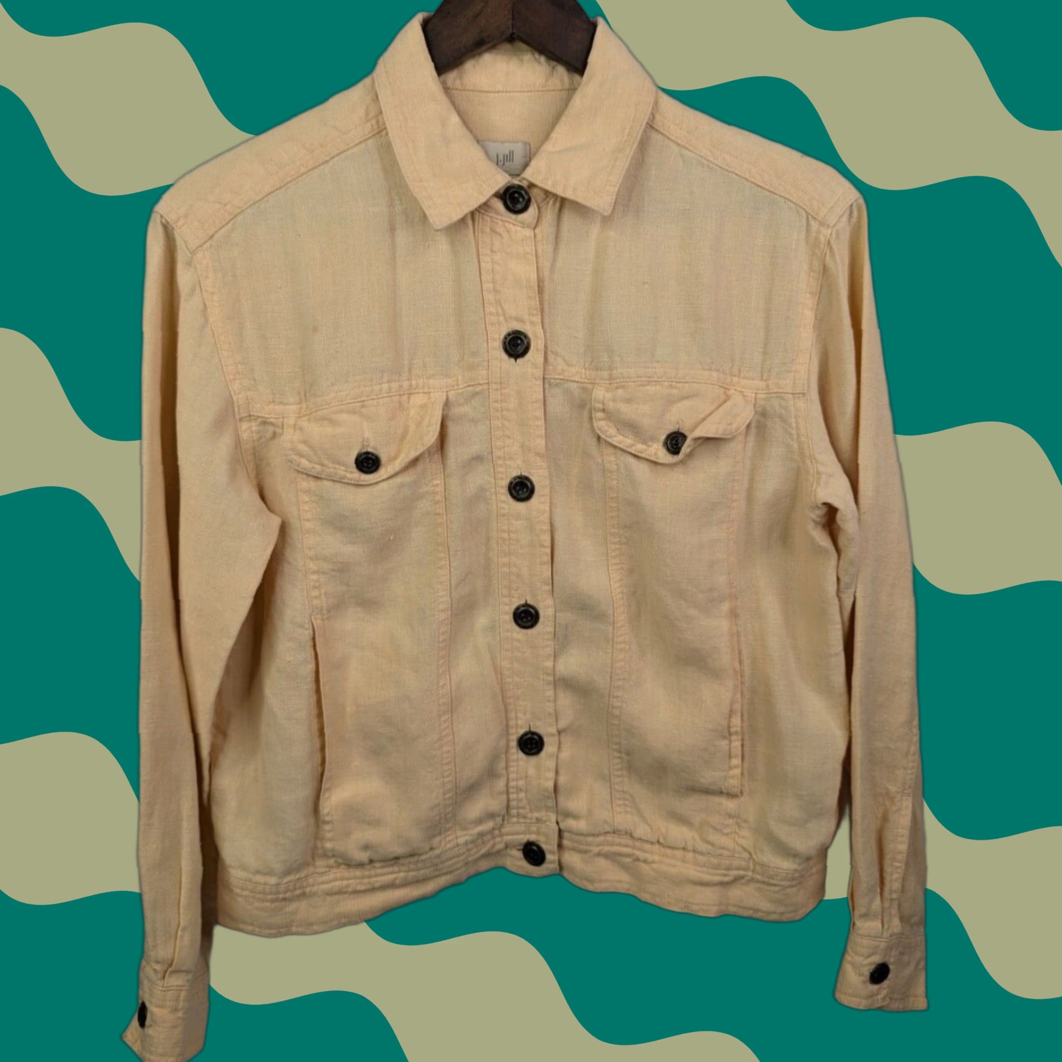 J. Jill VINTAGE J Jill Jacket Women's XS Petite Yellow Linen Button Up Long Sleeve Pockets Size XS / US 0-2 / IT 36-38 - 1 Thumbnail