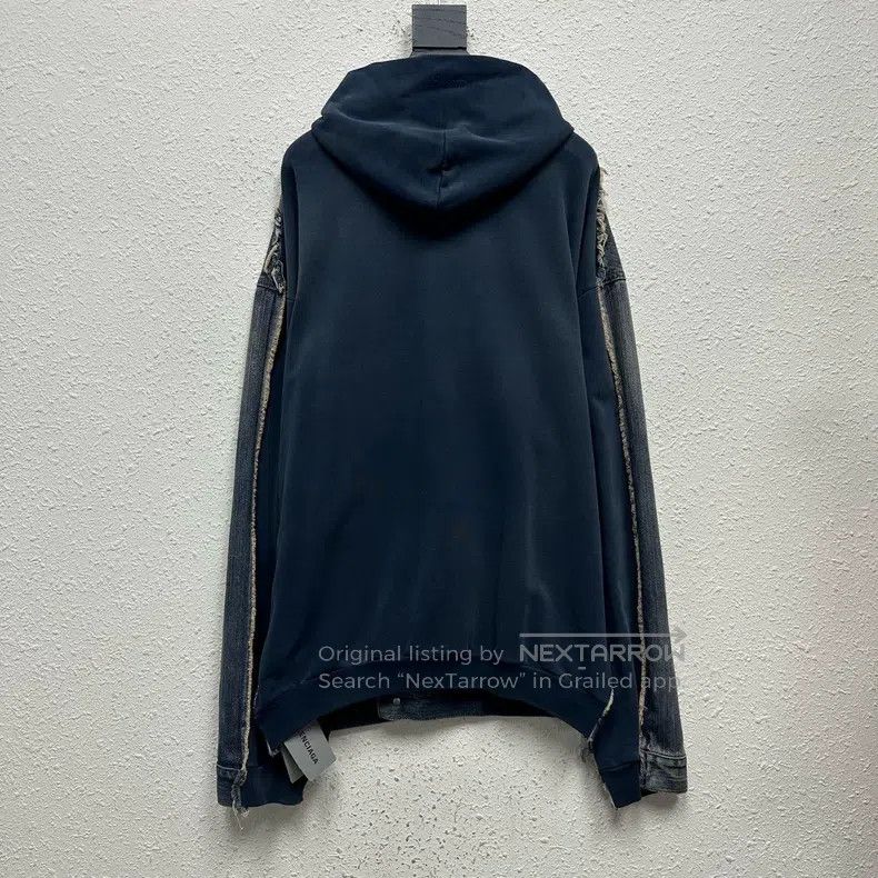 Balenciaga Balenciaga Distressed patched hoodie denim jacket faux two Size US S / EU 44-46 / 1 - 2 Thumbnail