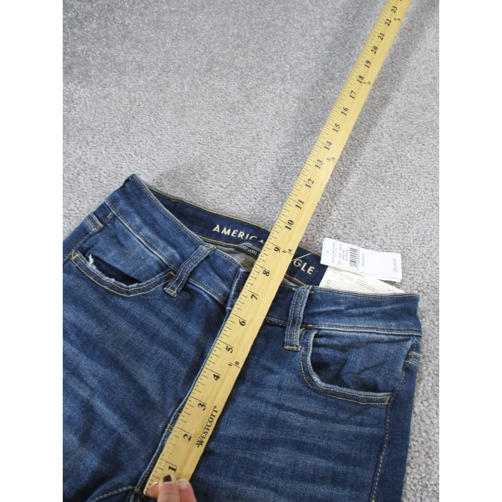 American Eagle Outfitters VINTAGE American Eagle Jeggings Womens 0 Petite Dark Wash Denim Distressed Low Rise NEW Size 25" / US 0 / IT 36 - 6 Thumbnail