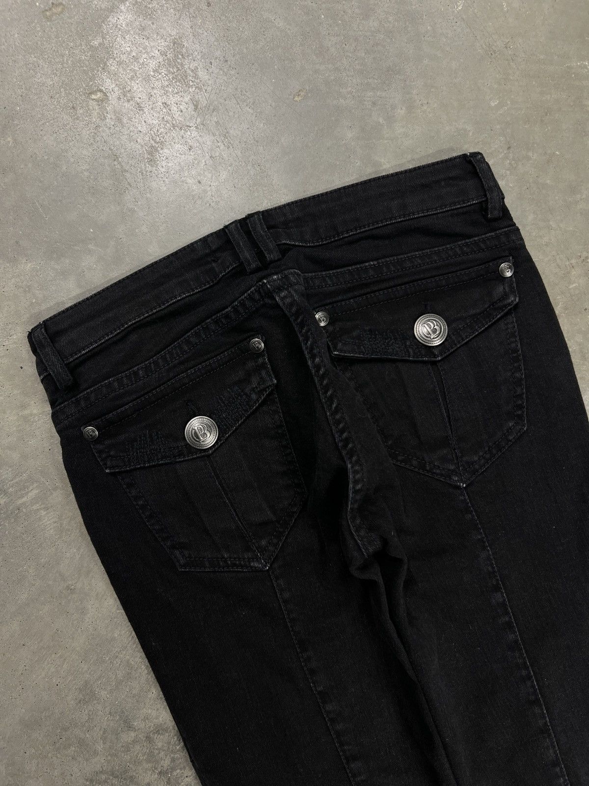 Balmain Women’s Balmain Bike Jeans Black Washed Distressed Pants Size 24" / US 00 / IT 34 - 6 Thumbnail