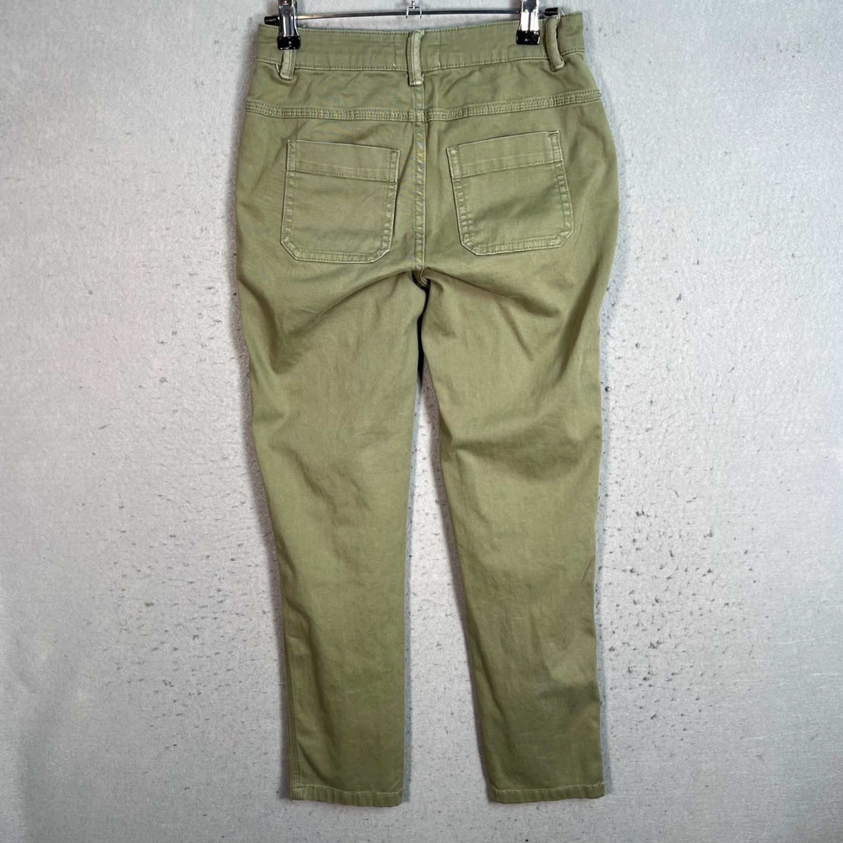 Olive VINTAGE Caslon Womens 0 Olive Green Chino Pants Casual Flat Front Cotton Spandex Size 25" / US 0 / IT 36 - 2 Thumbnail