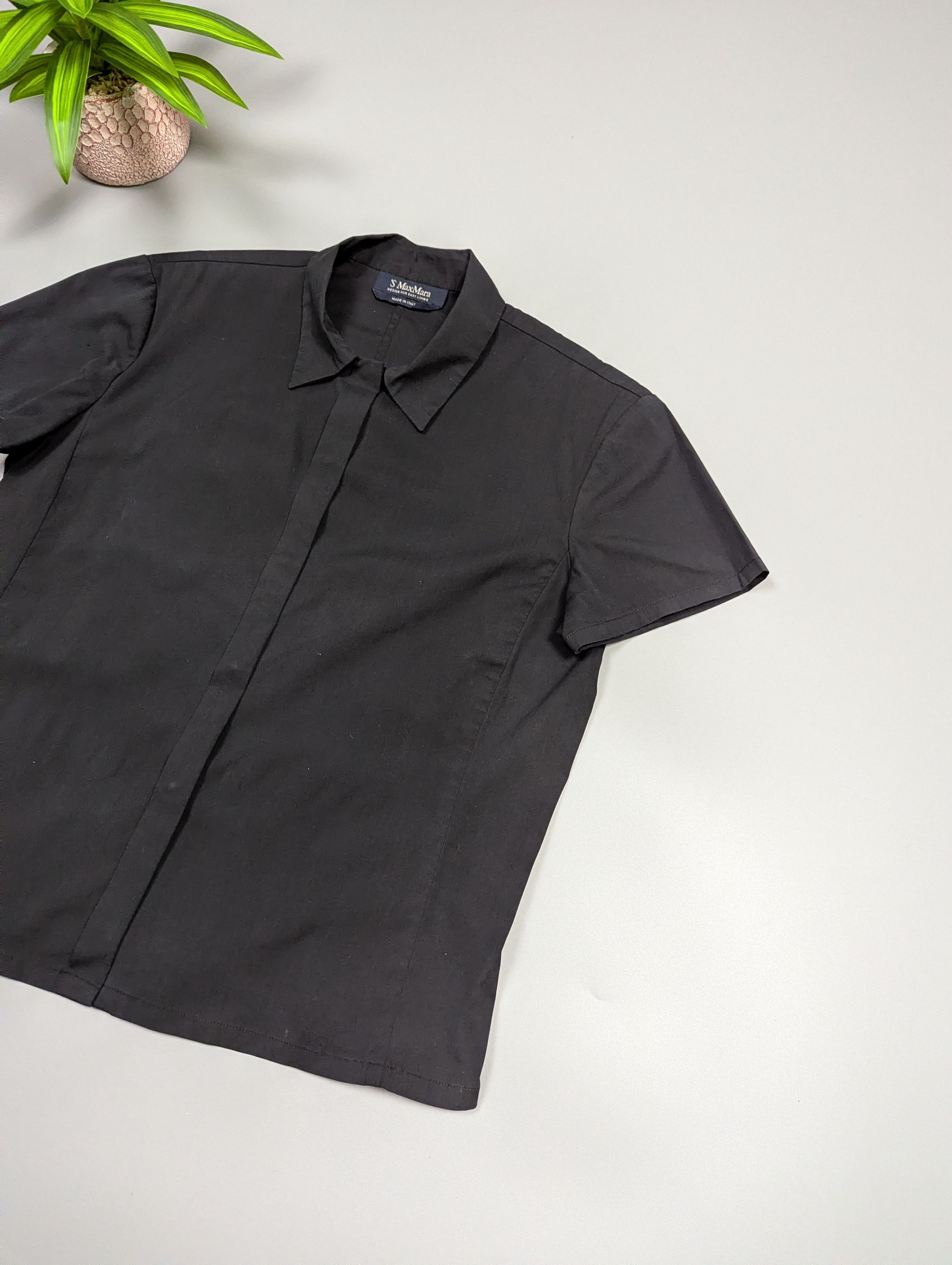 Max Mara S’Max Mara Black Snap Button Short Sleeve Top Minimalist Size M / US 6-8 / IT 42-44 - 3 Thumbnail