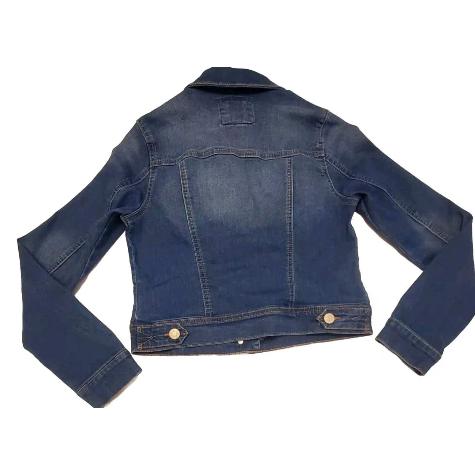 Denime VINTAGE Denim Trucker Style Jacket Junior Size Small WAX JEAN Distressed Blue Size 28" / US 6 / IT 42 - 3 Thumbnail