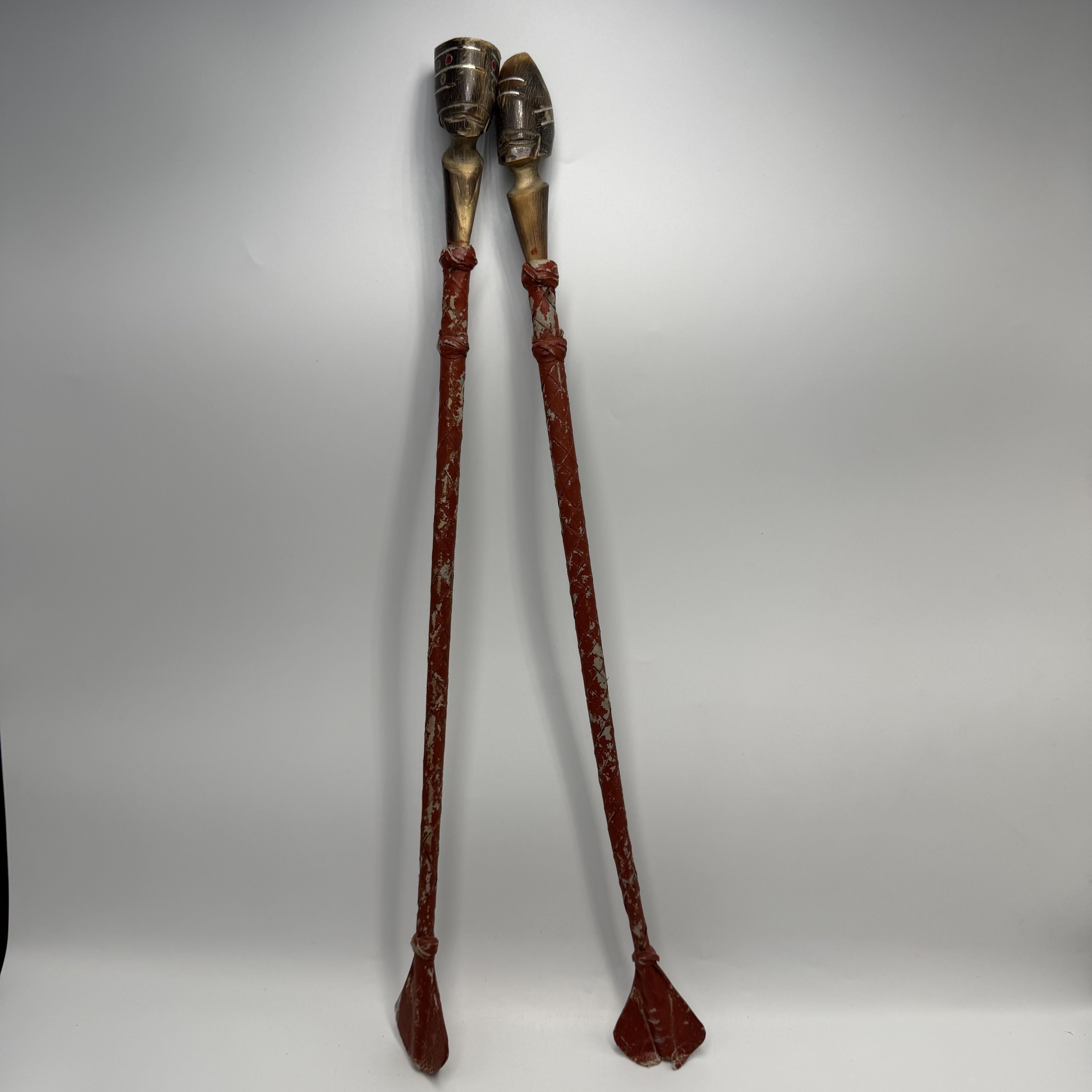 Vintage Pair Vintage African Tribal Ceremonial Staffs Carved Size ONE SIZE - 6 Thumbnail