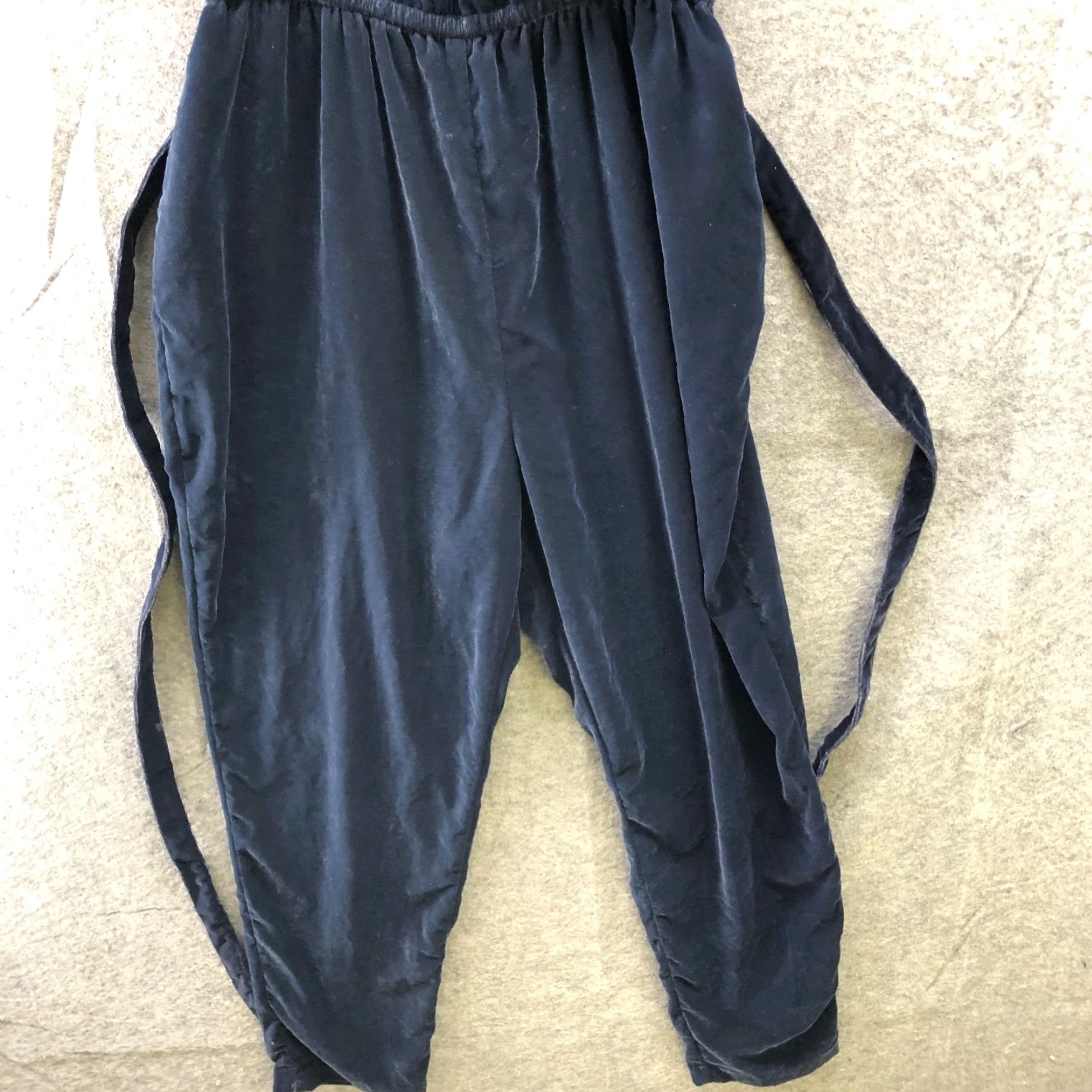 Gap Gap Velvet Cami Jumpsuit Women L Dark Blue Navy Tapered Relaxed Tie Waist Camisole Strapless Sleeveless One-Piece Pockets 100% Polyester Size 36" / US 14 / IT 50 - 4 Thumbnail