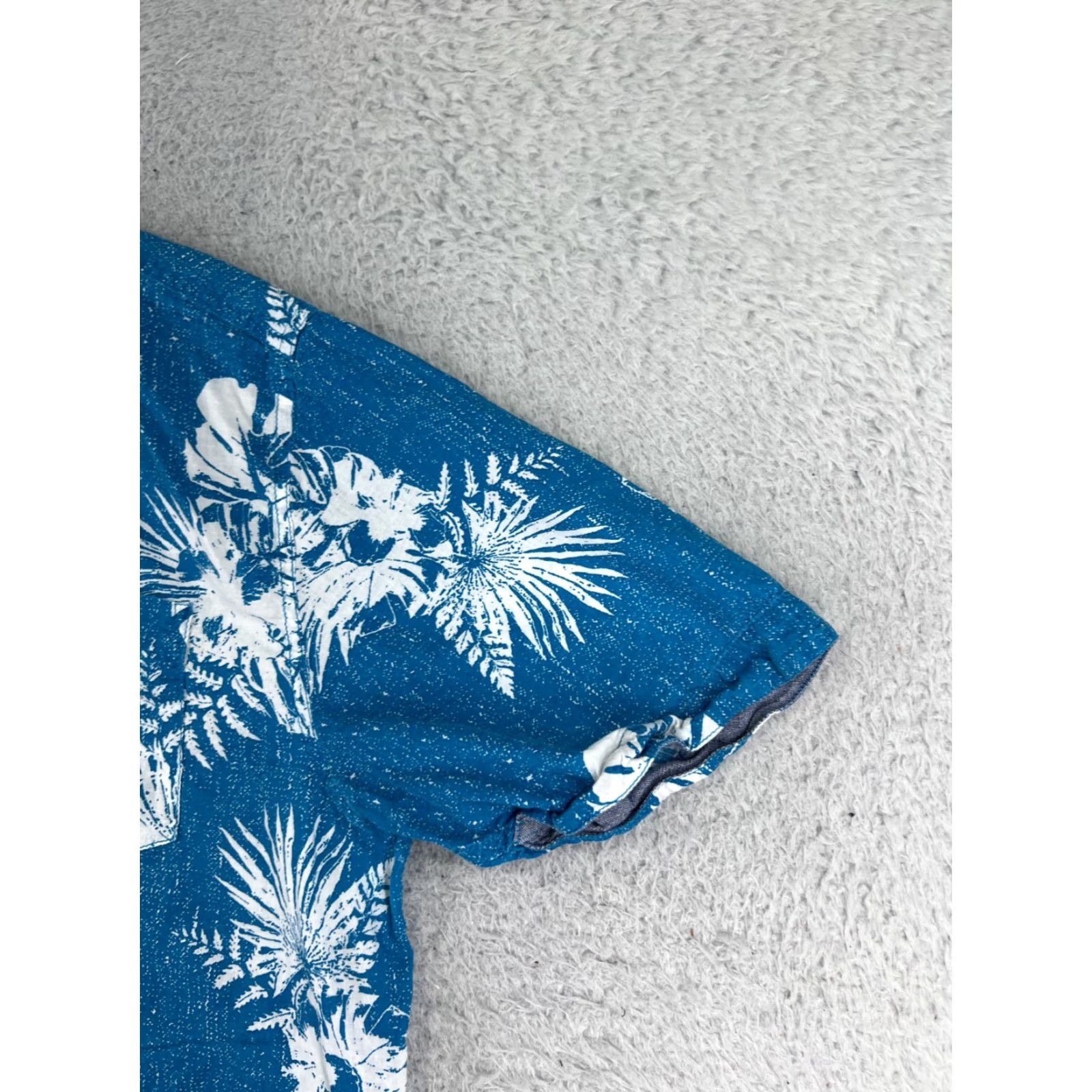 Vintage Modern Culture Shirt Mens XL Blue Floral Palm Print Hawaiian Cotton Size US XL / EU 56 / 4 - 5 Thumbnail
