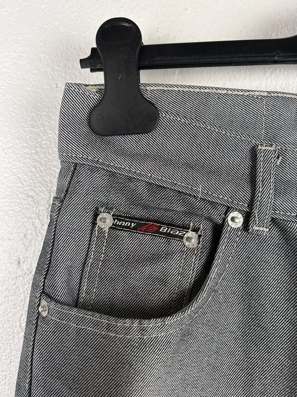 Vintage 90s Vintage Johnny Blaze Crazy Flared Silver Denim Jeans Size US 30 / EU 46 - 5 Thumbnail