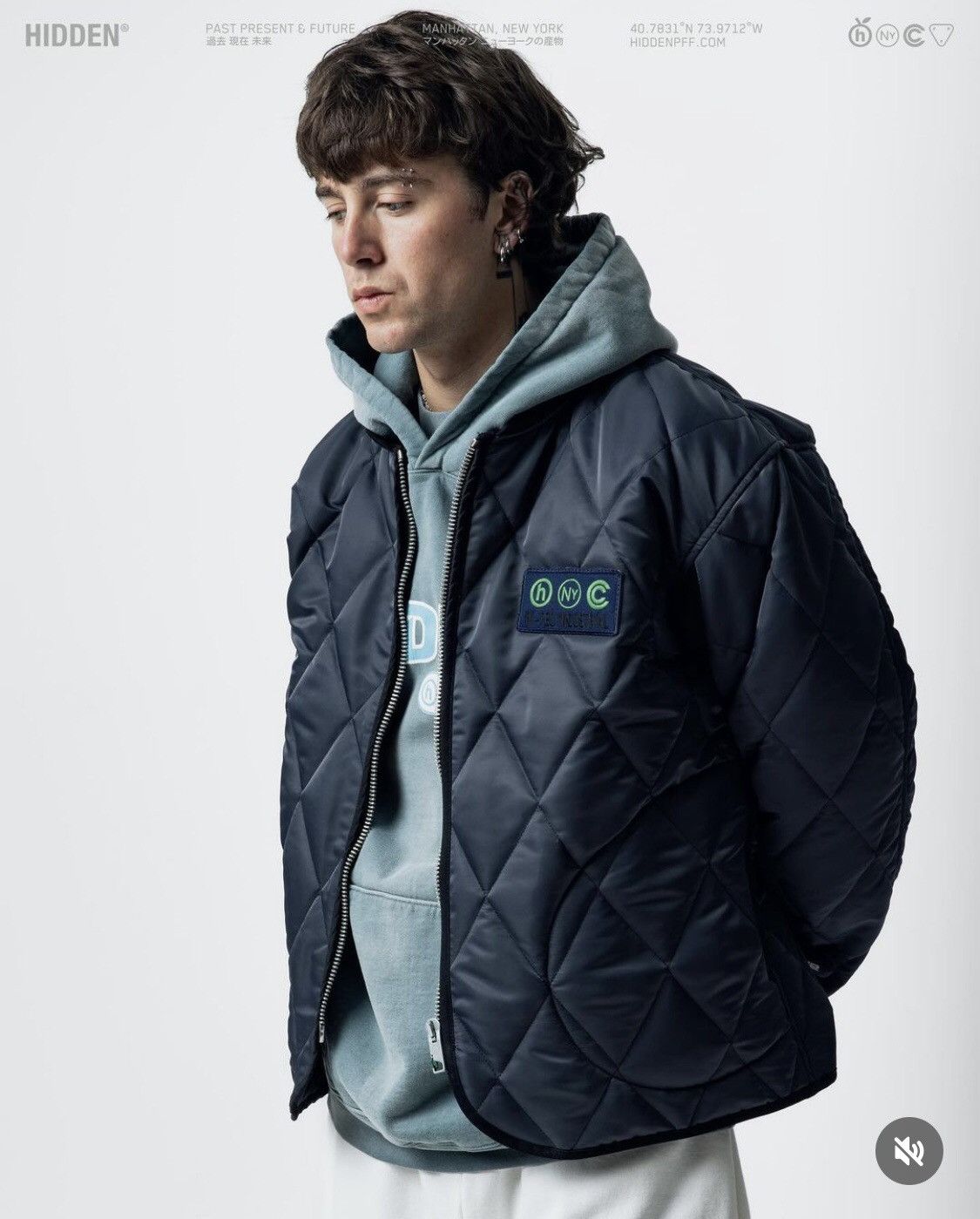 image of Hidden - Quilted Curve Pocket Jacket - March Drop in Navy, Men's (Size Small)
