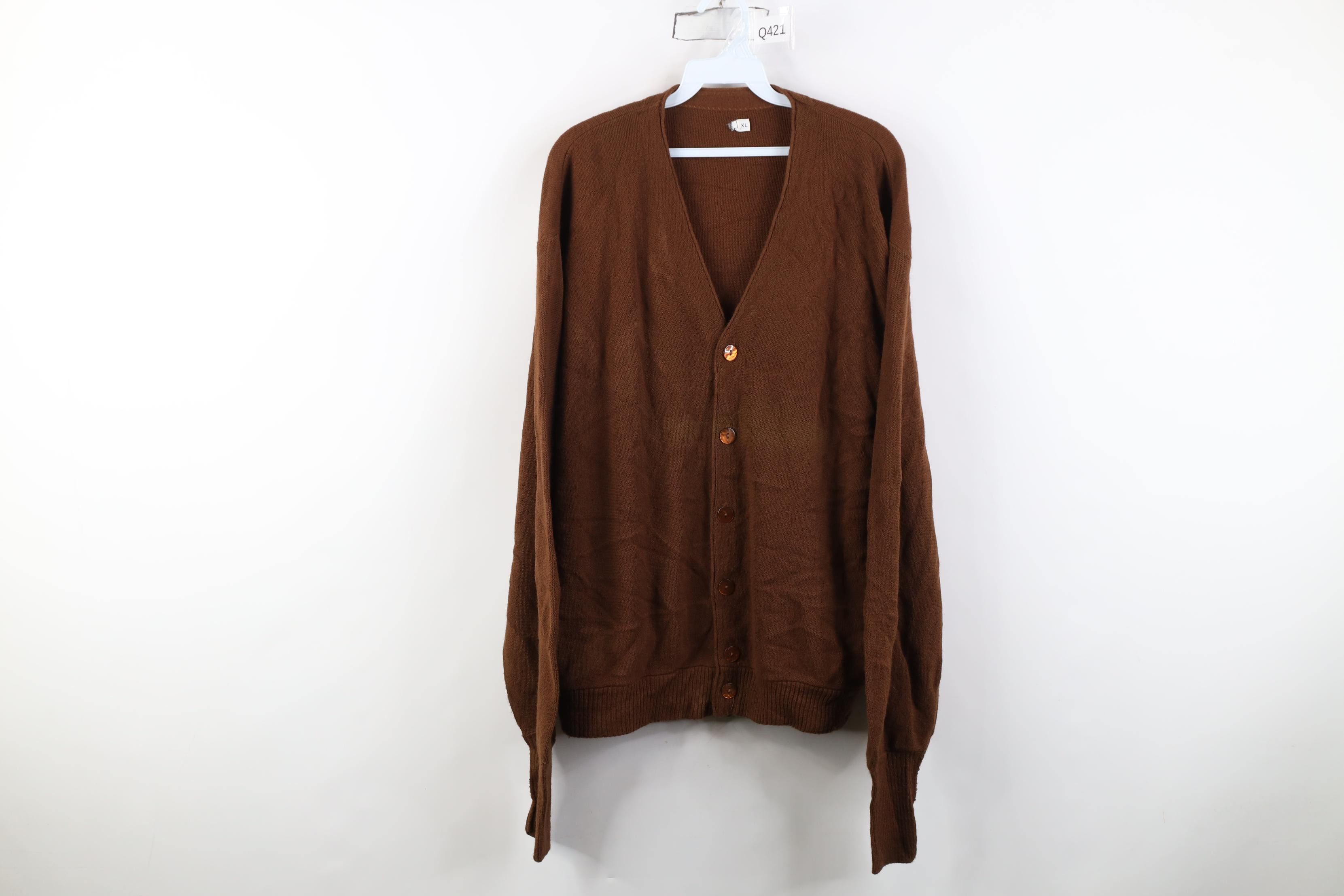 Vintage Vintage 50s 60s Streetwear Cobain Knit Cardigan Sweater USA Size US XL / EU 56 / 4 - 1 Thumbnail