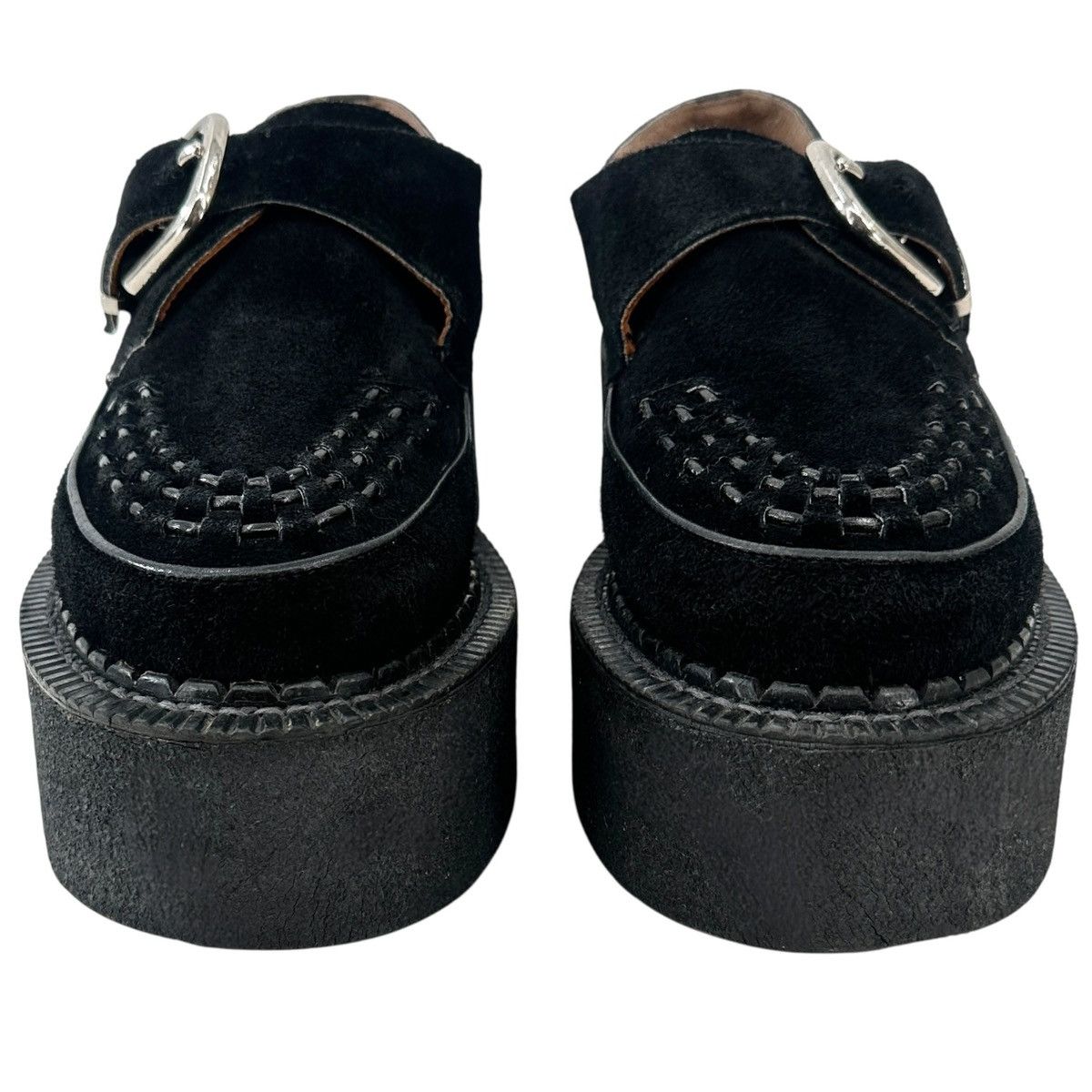 Junya Watanabe Black Suede Leather Platform Monk Strap Loafers Shoes Size US 8 / EU 41 - 4 Thumbnail