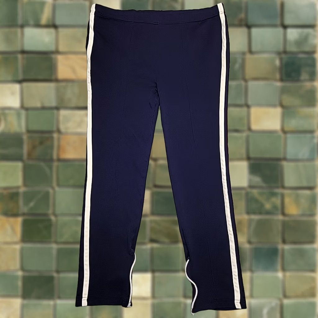 JCPenney VINTAGE JCPenney Pants Mens L Blue VTG Track Striped Knit 70s 80s Pocket Retro Tennis Size US 33 - 1 Thumbnail