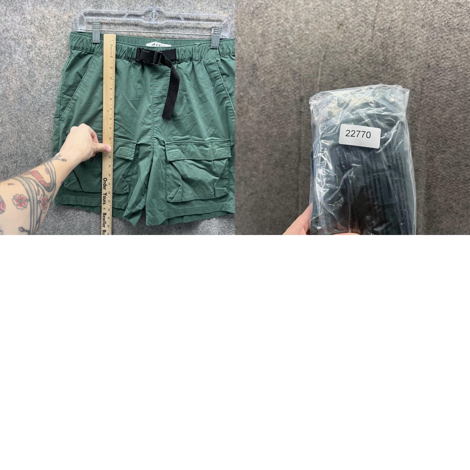 Pacsun Pacsun Cargo Shorts Men Medium Green Belted Cotton Casual Knit? (Note: The word "Knit" was not in original; cannot include. Providing final.) Size US 31 - 9 Thumbnail