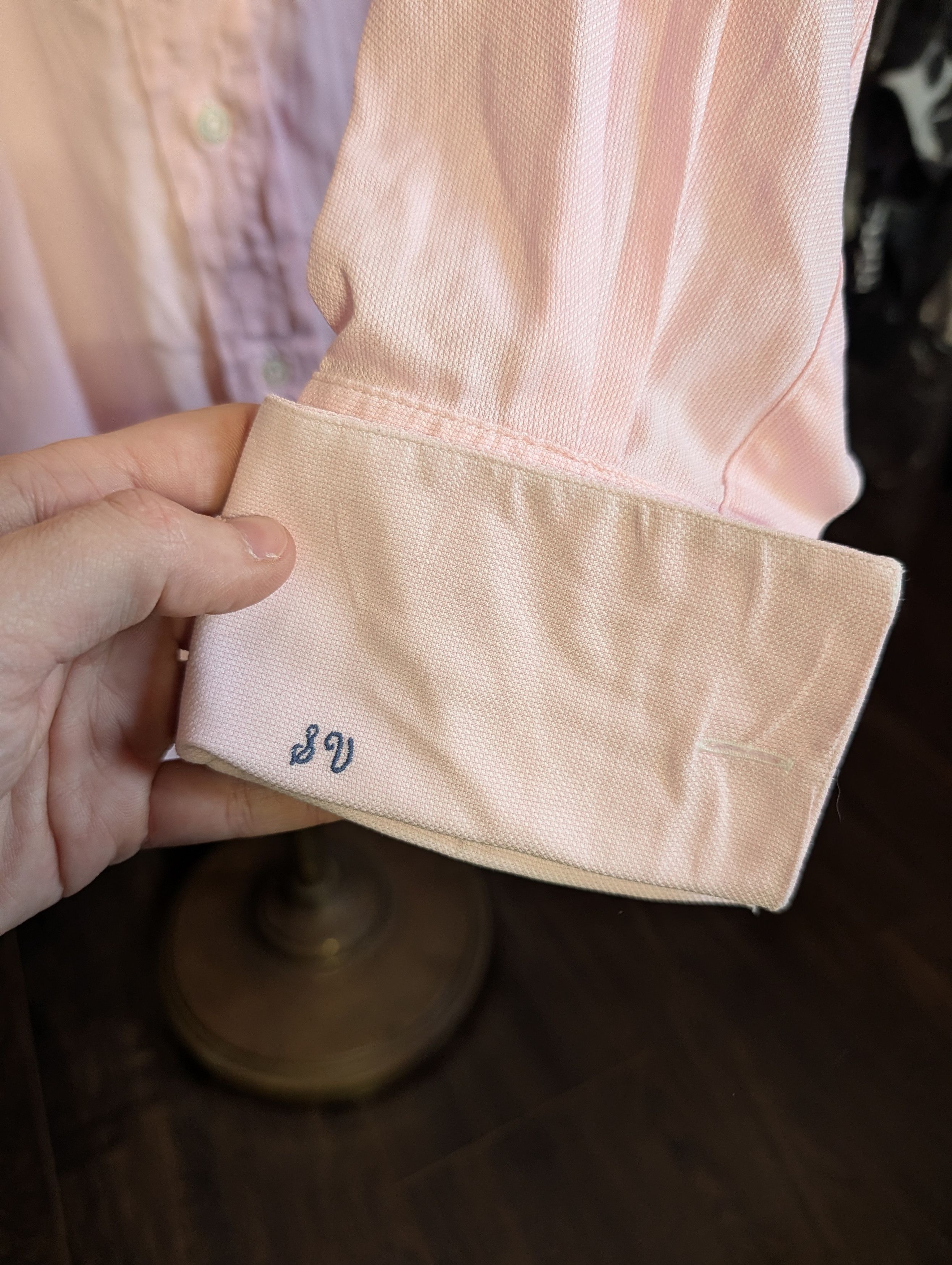 Hamilton Pink pique French cuff bespoke MiUSA cotton dress shirt Size US L / EU 52-54 / 3 - 5 Thumbnail