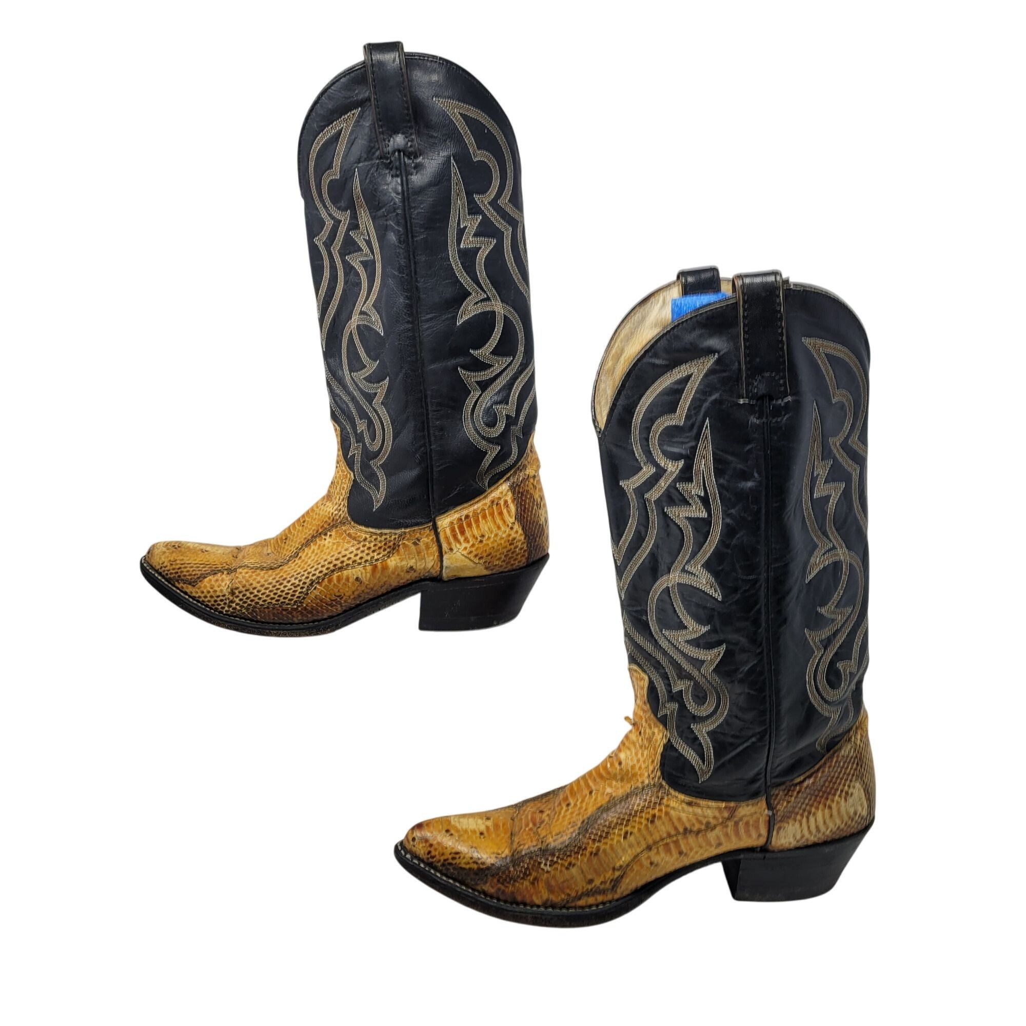Vintage Vtg Acme Royals Western Cowboy Boots Sz 9 Black Leather Yell Size US 9 / EU 42 - 6 Thumbnail