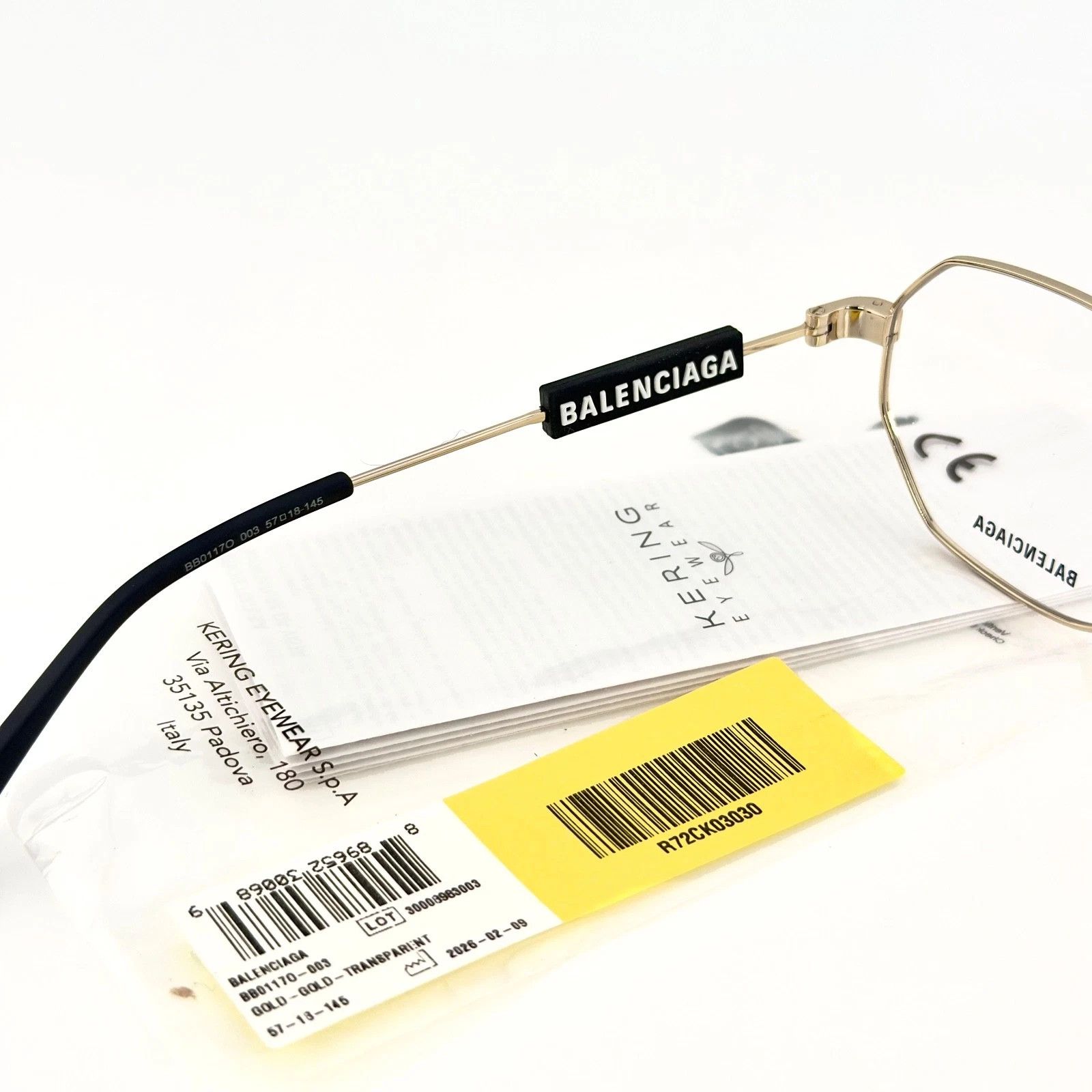 Balenciaga BALENCIAGA TAG 0117 Gold Unisex Aviator Eyeglass BB0117O 003 Size ONE SIZE - 6 Thumbnail