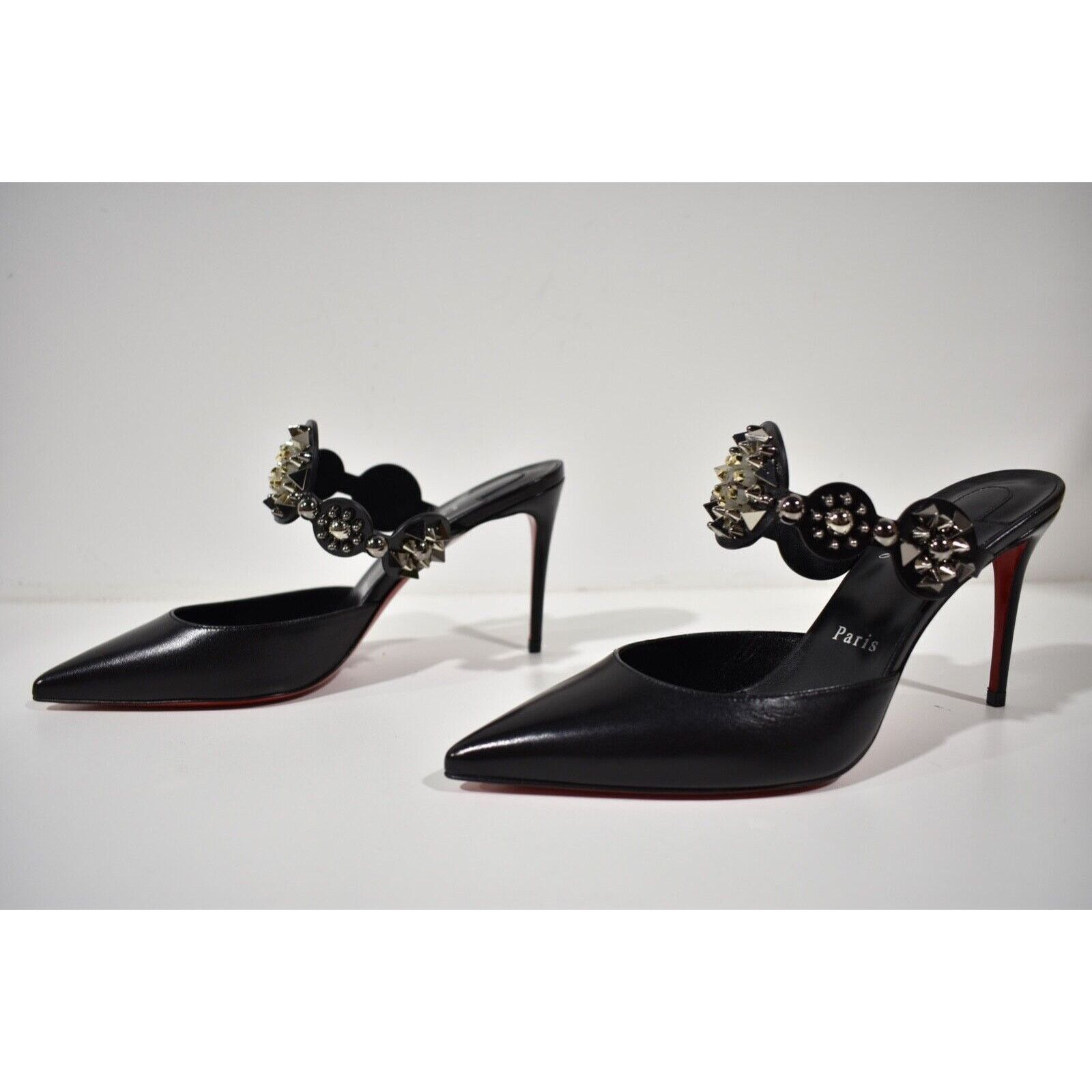 Christian Louboutin Miss Goldora 85 Black Backless Sandal Mule Heel Pump 36.5 Size US 6.5 / IT 36.5 - 9 Thumbnail