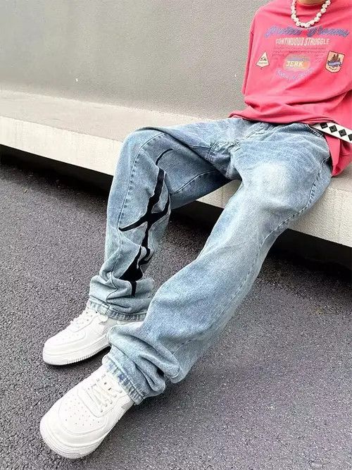 VIBE Vintage washed irregular letter texture rare jeans Size US 34 / EU 50 - 5 Thumbnail