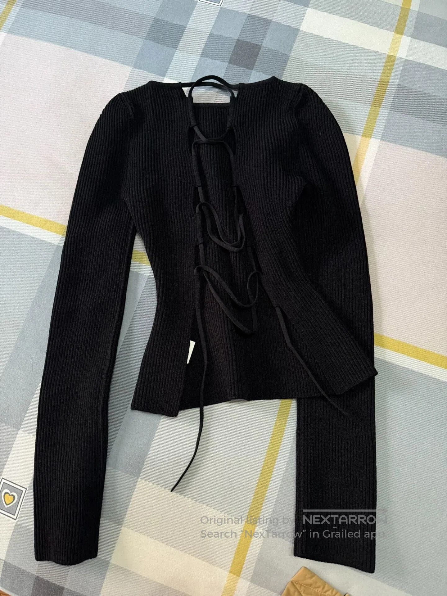 KHAITE Khaite Ribbed Knit Top with Back Tie. Size M / US 6-8 / IT 42-44 - 3 Thumbnail