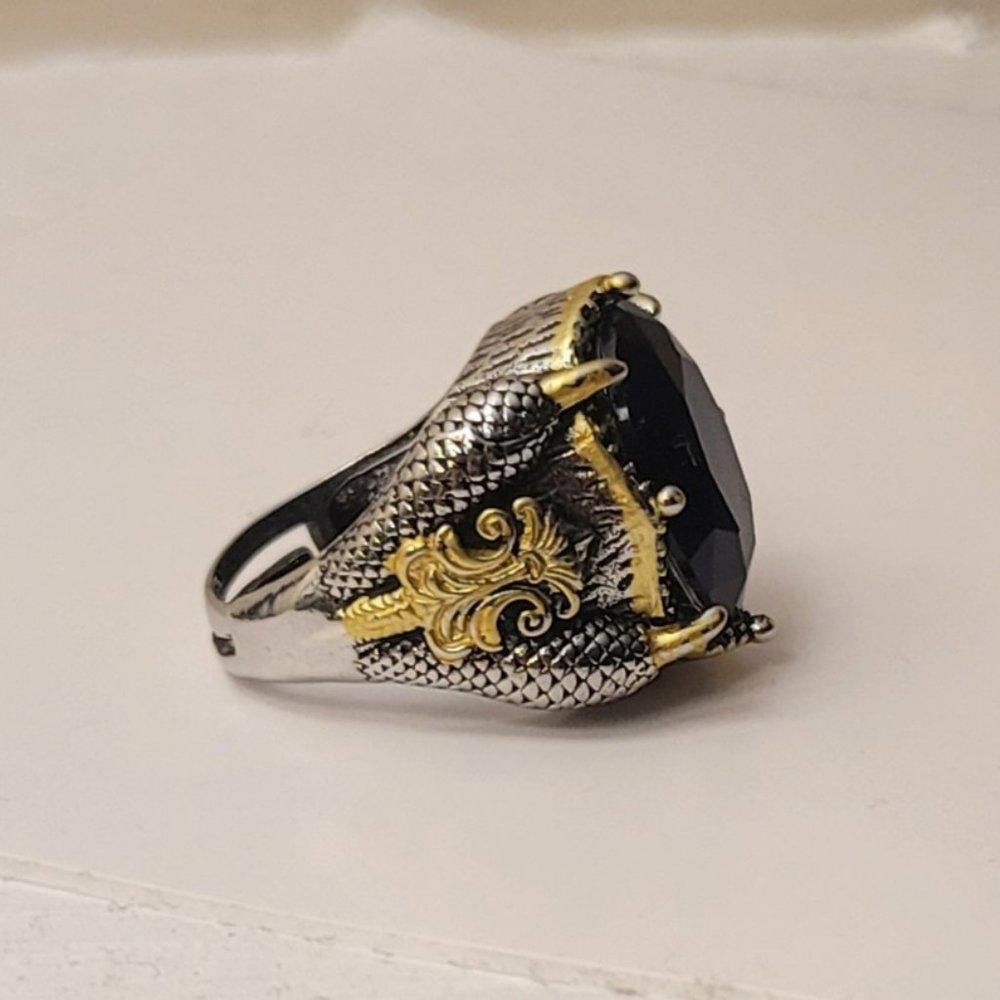 Designer Men's Handmade Blue Sapphire Open Two-Tone Ottoman Ring Size ONE SIZE - 6 Thumbnail