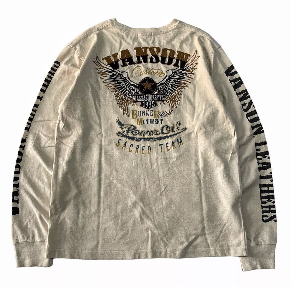Vanson Leathers VANSON LEATHER Motorcycle Long Sleeve Tshirt Beige Size US M / EU 48-50 / 2 - 4 Thumbnail